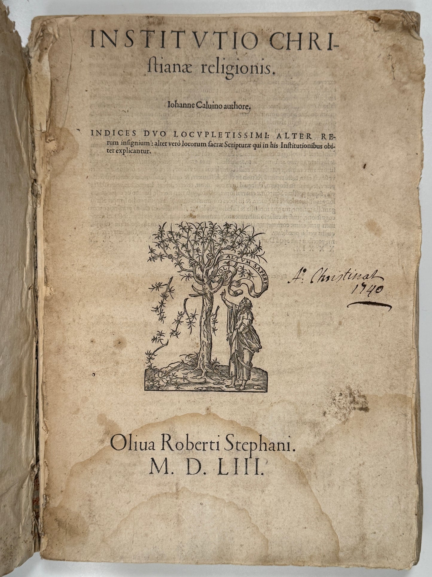 John Calvin's Institutes of the Christian Religion 1553: First Estienne Edition