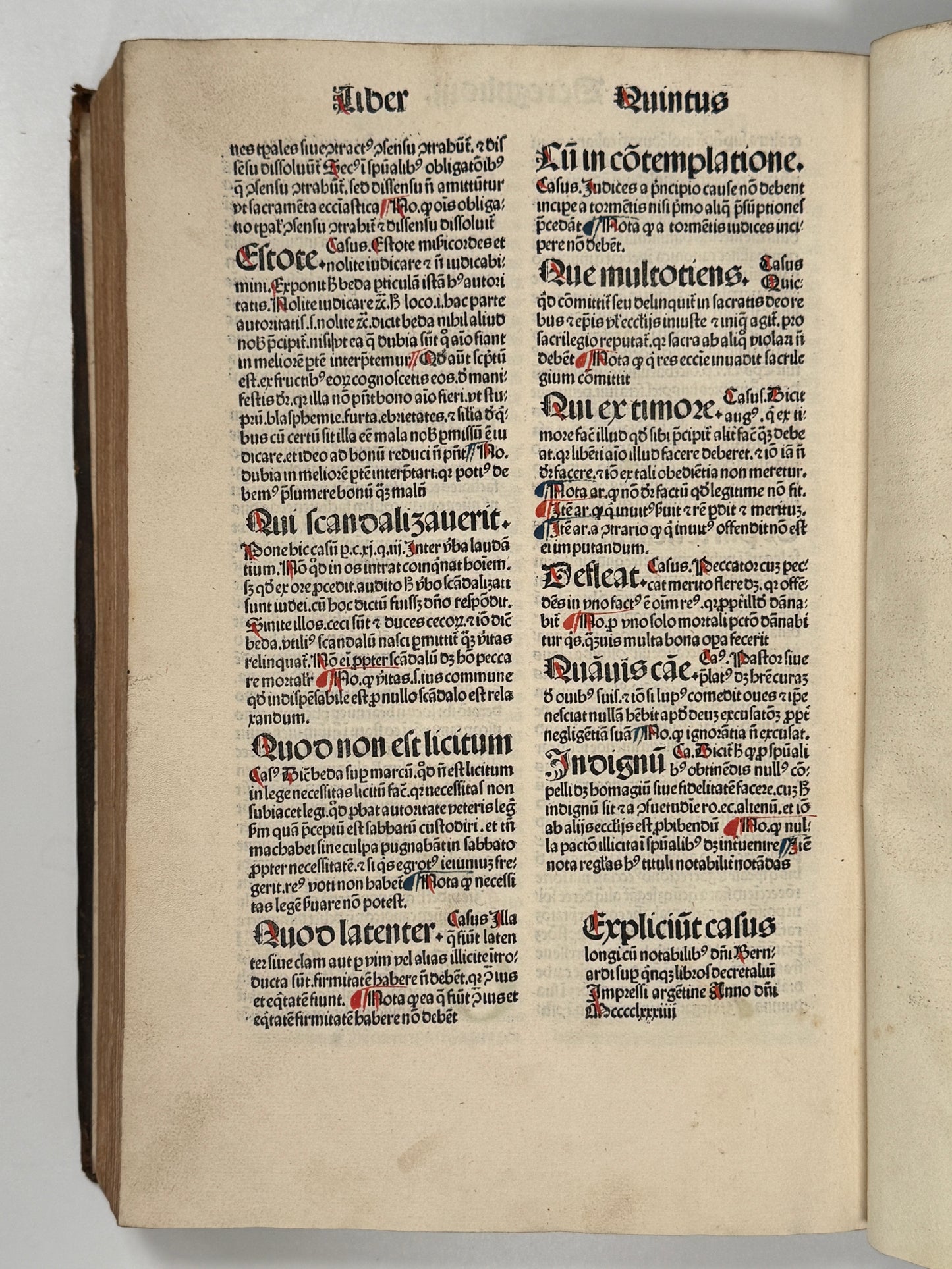 Bernard of Botone's Casus Longi 1484; Finely Rubricated Incunable