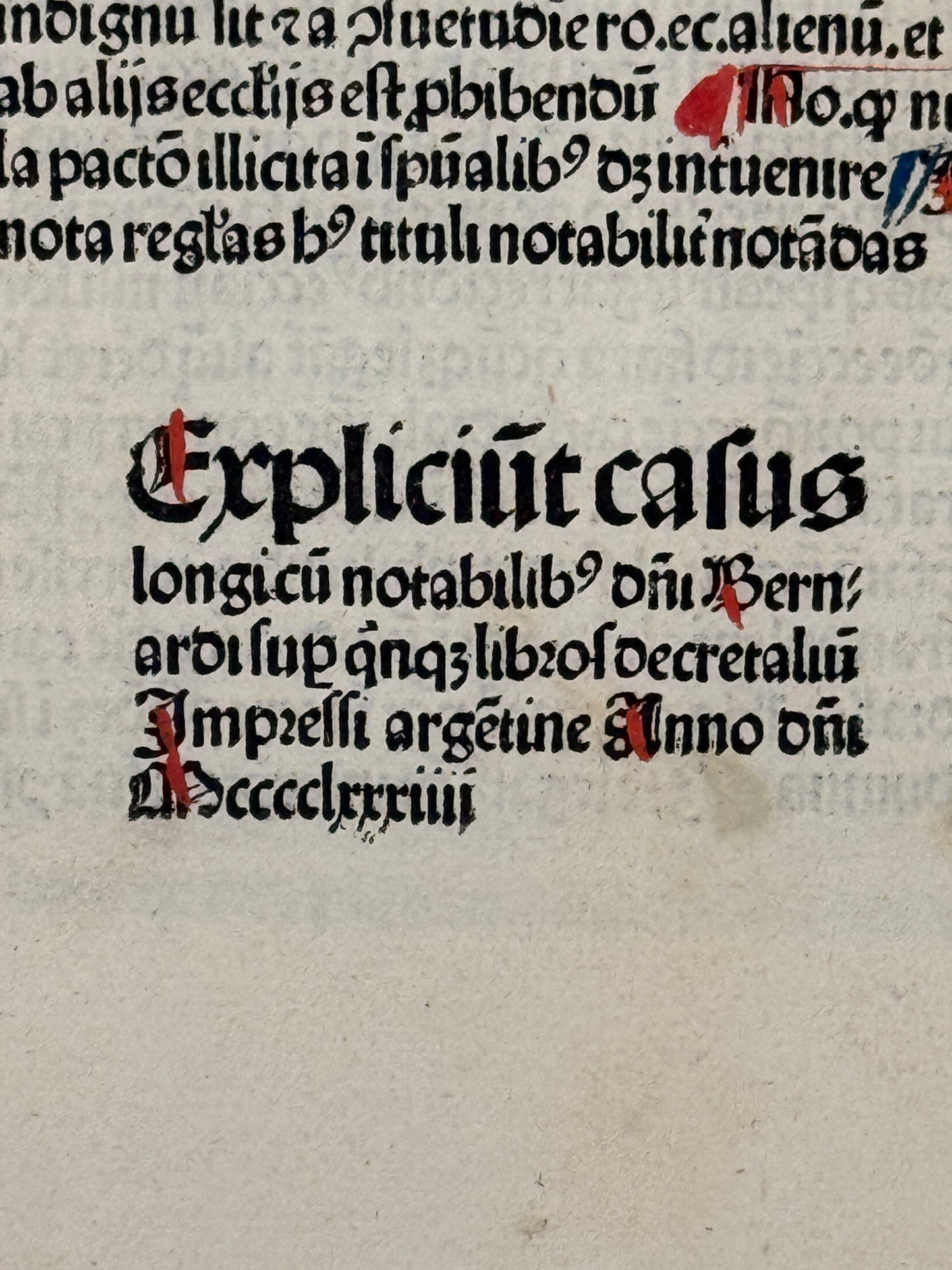 Bernard of Botone's Casus Longi 1484; Finely Rubricated Incunable