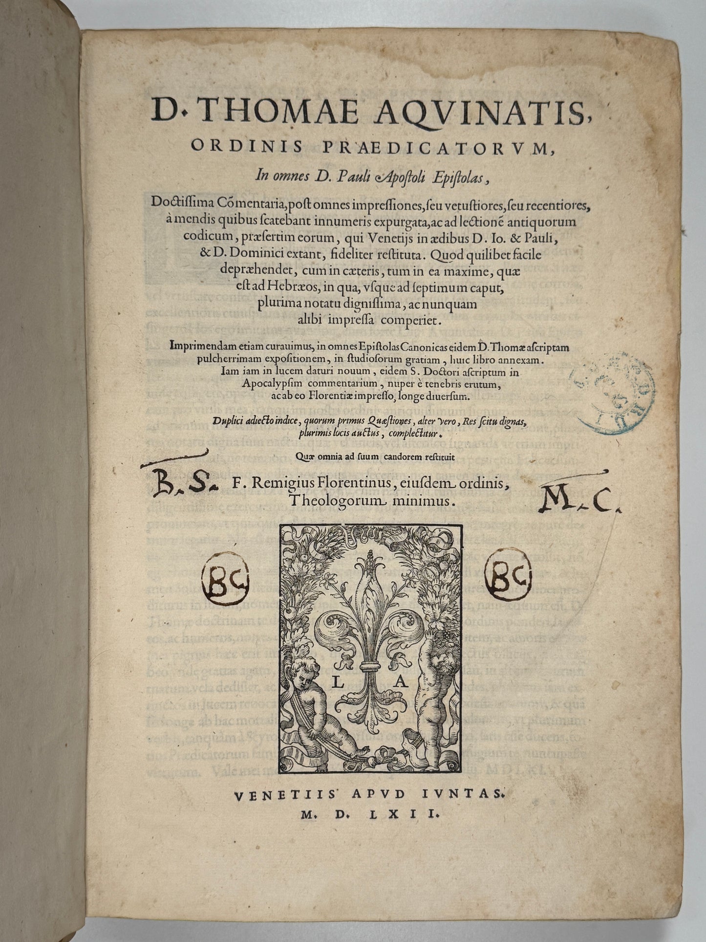 St. Thomas Aquinas' Commentary on the Pauline Epistles 1562