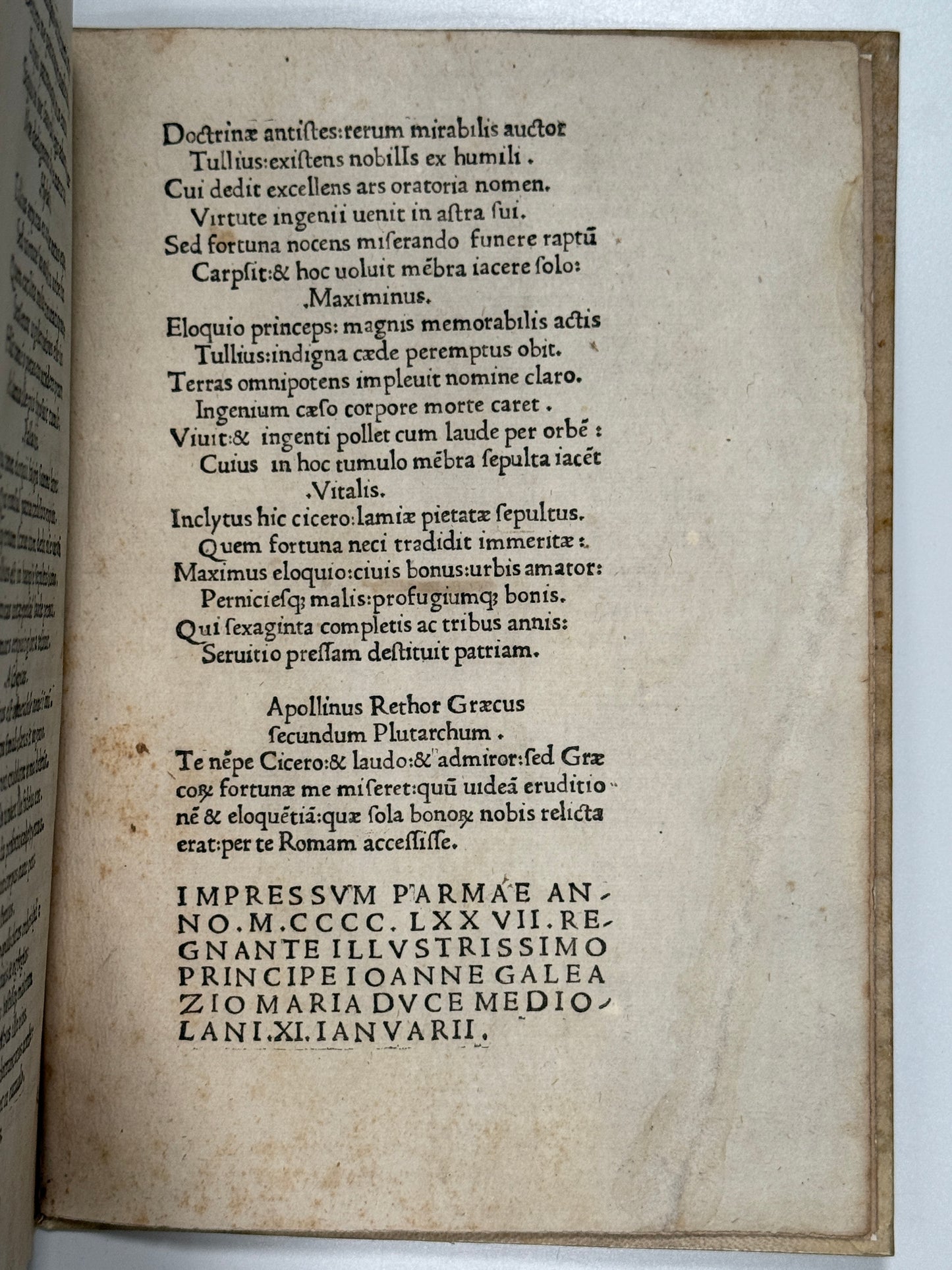 Cicero's De Officiis 1477: An Extremely Rare Parmese Imprint