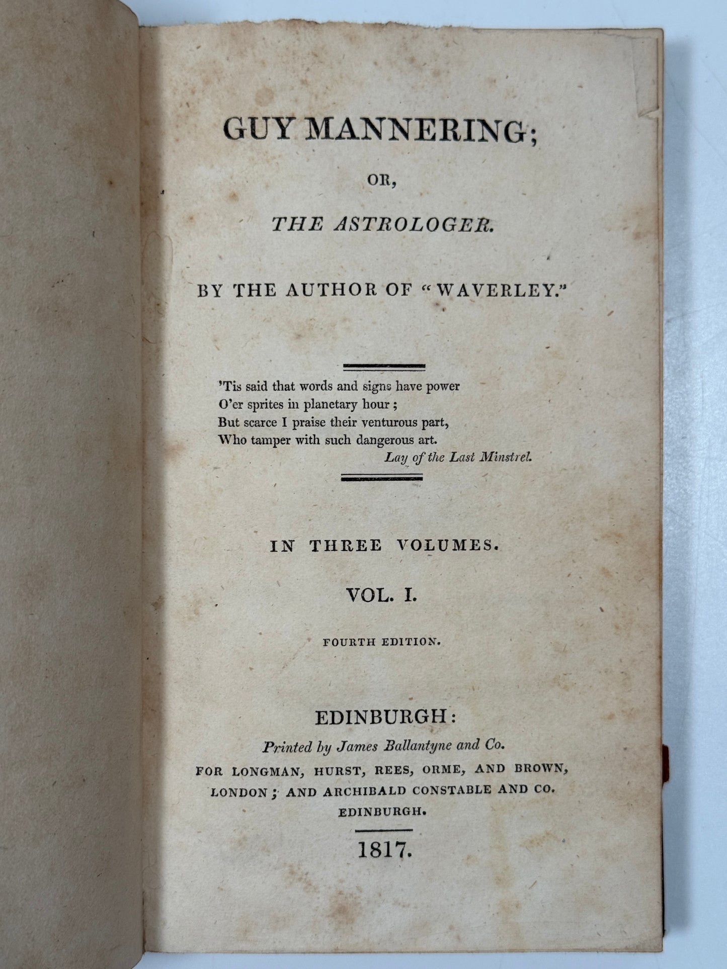 Guy Mannering by Sir Walter Scott 1817