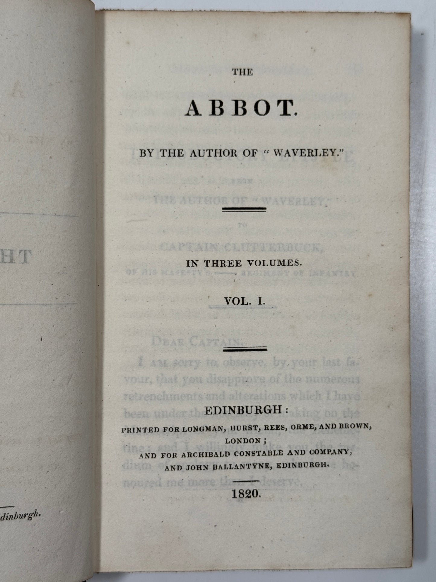 The Abbot by Walter Scott 1820 First Edition