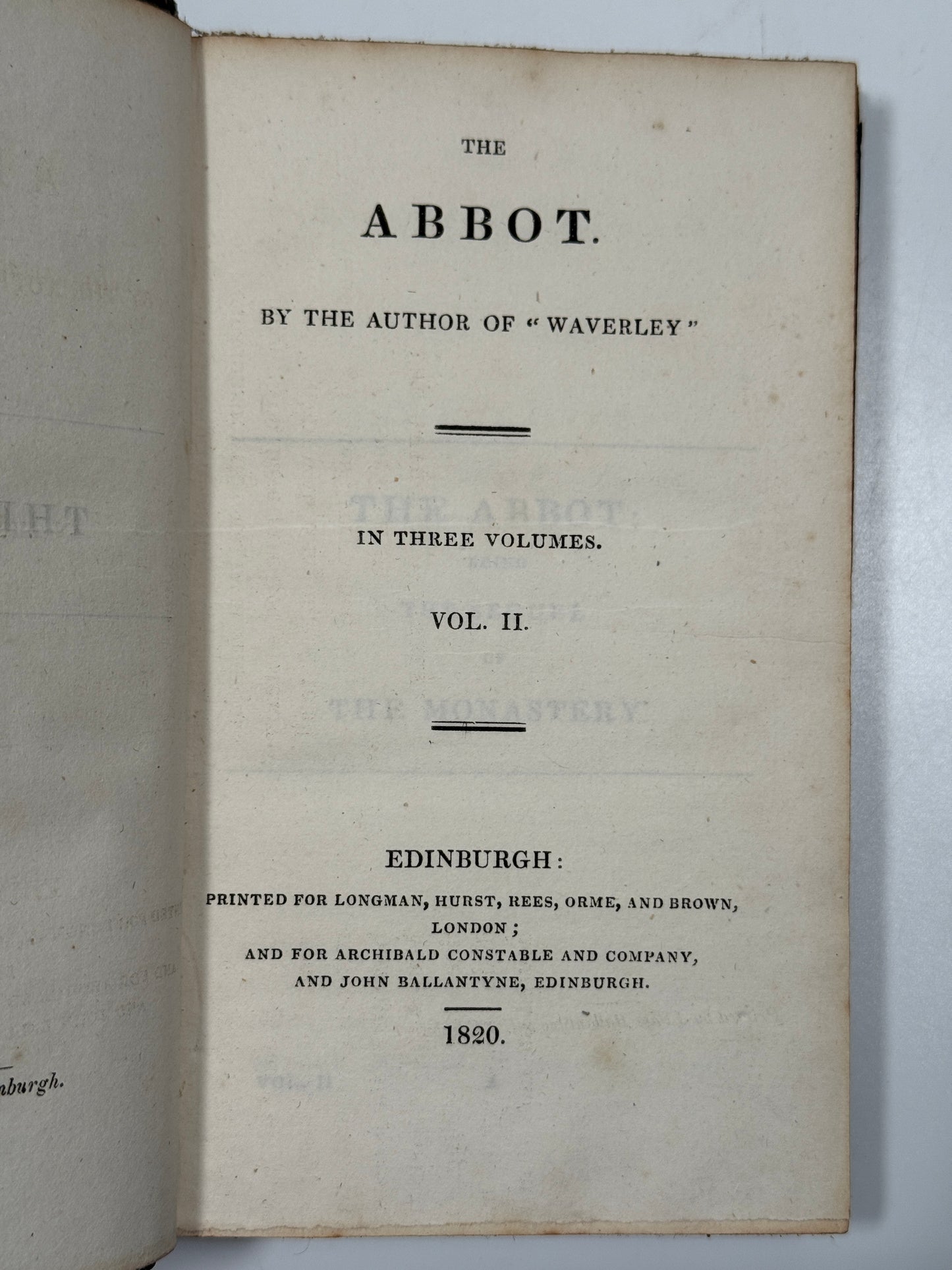 The Abbot by Walter Scott 1820 First Edition