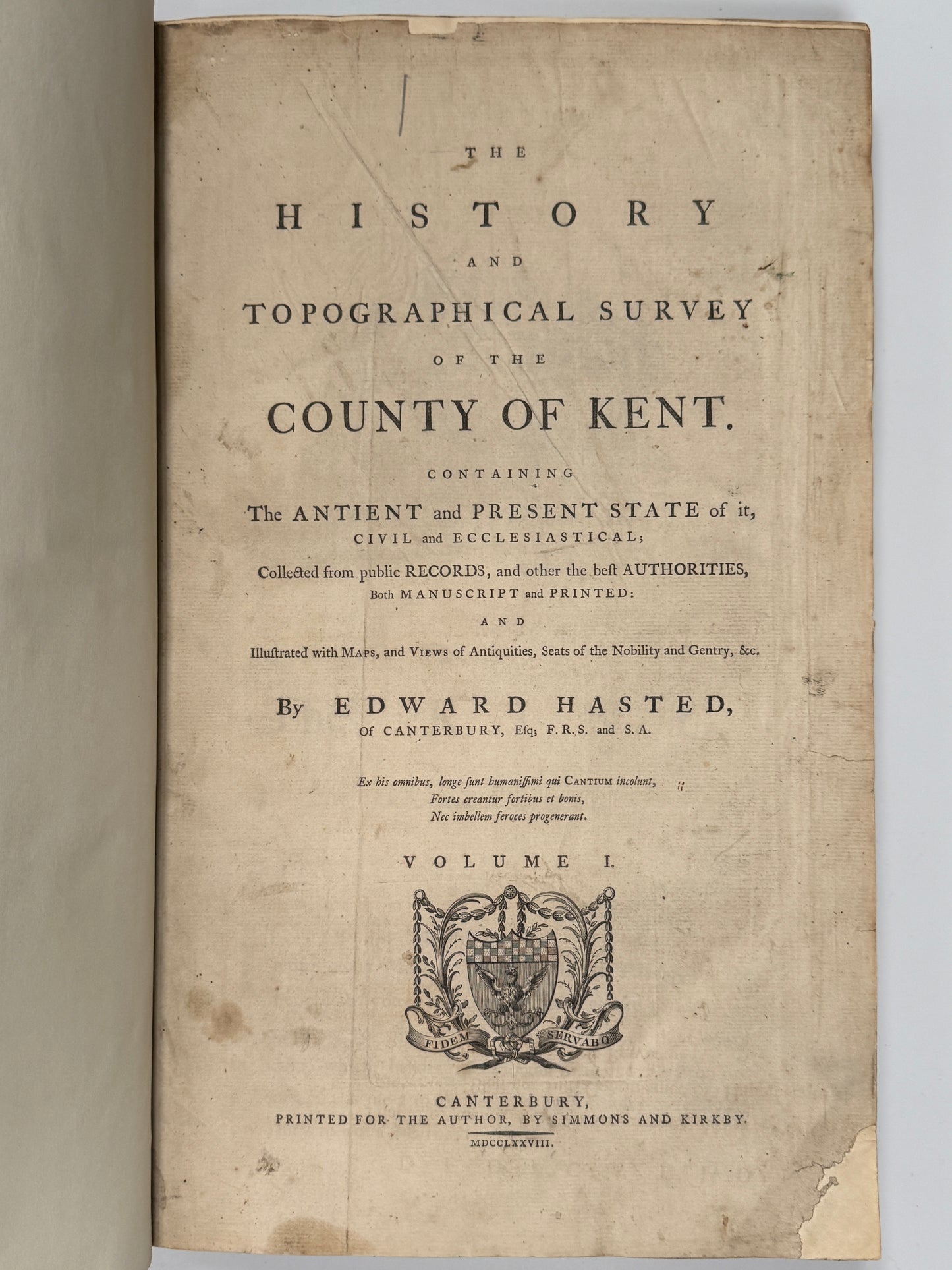 The History of Kent by Edward Hasted 1778-99 First Edition
