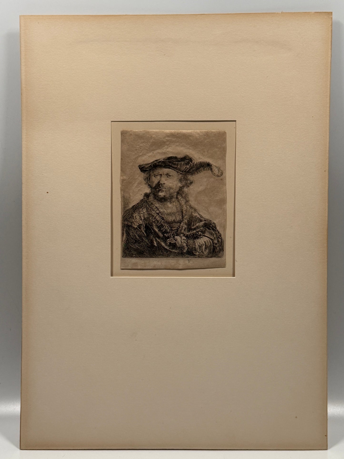 Self Portrait in a Velvet Cap with Plume c1638; REMBRANDT