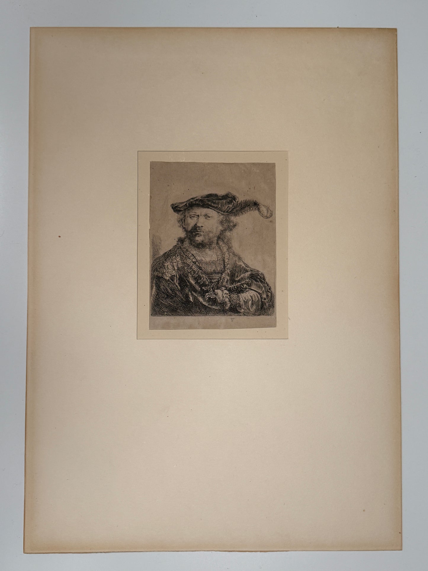 Self Portrait in a Velvet Cap with Plume c1638; REMBRANDT