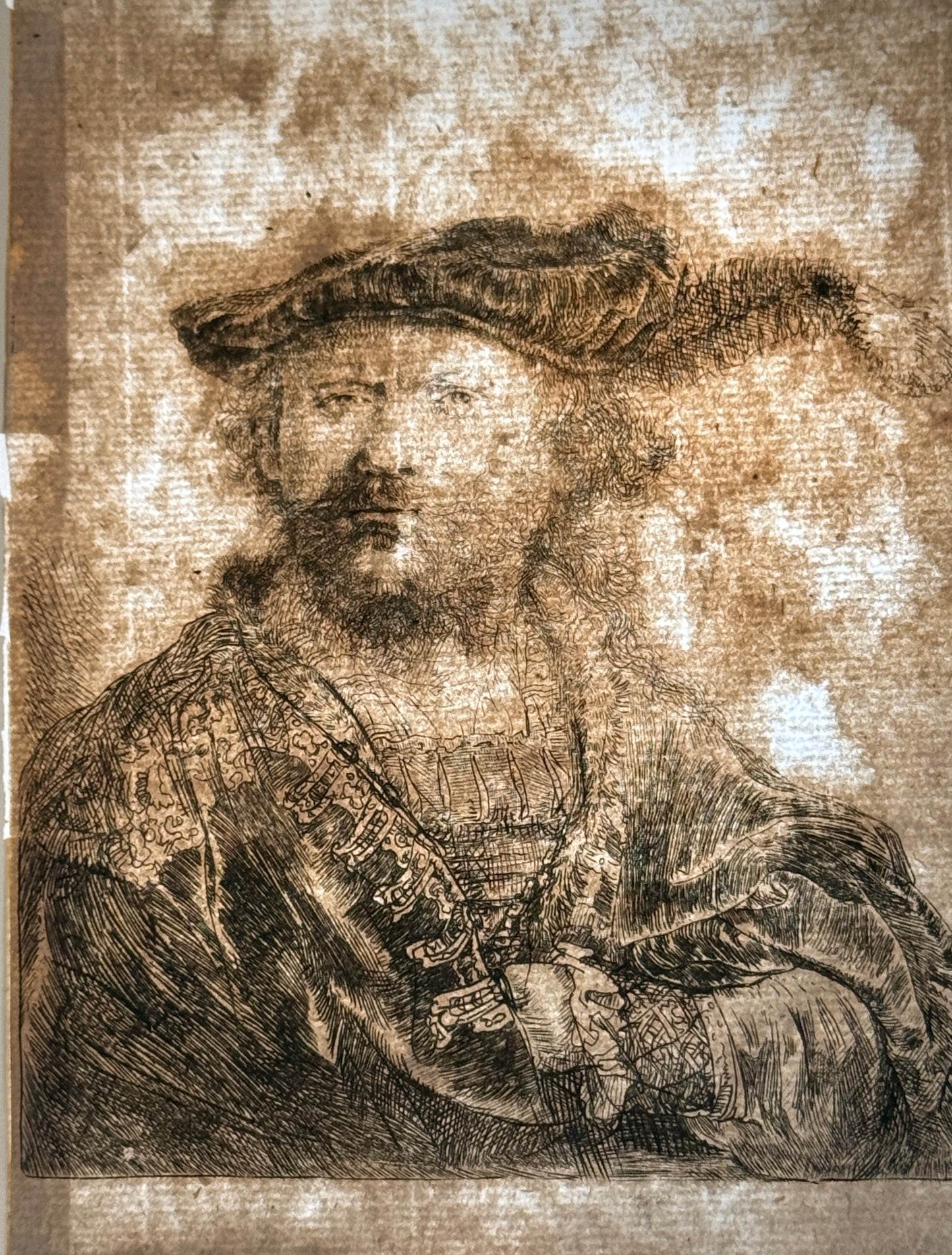 Self Portrait in a Velvet Cap with Plume c1638; REMBRANDT