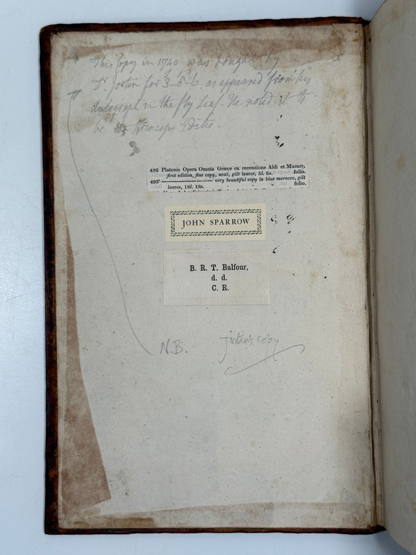 The Editio Princeps of Plato 1513; One of the Most Important Printings of the Aldine Press