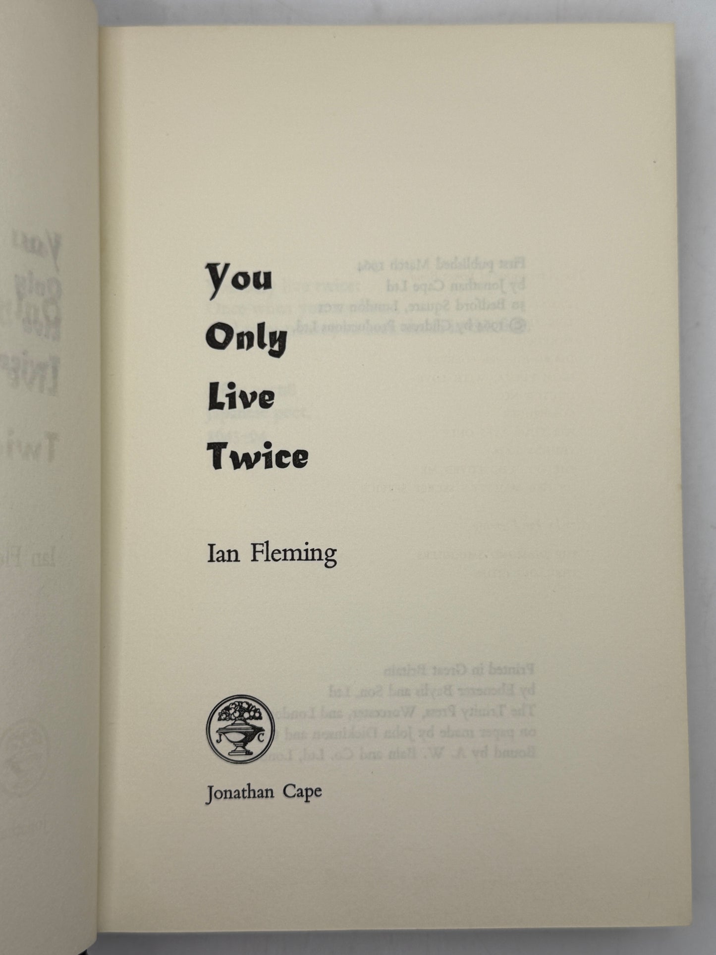 You Only Live Twice by Ian Fleming 1964 First Edition First Impression with Dust Jacket