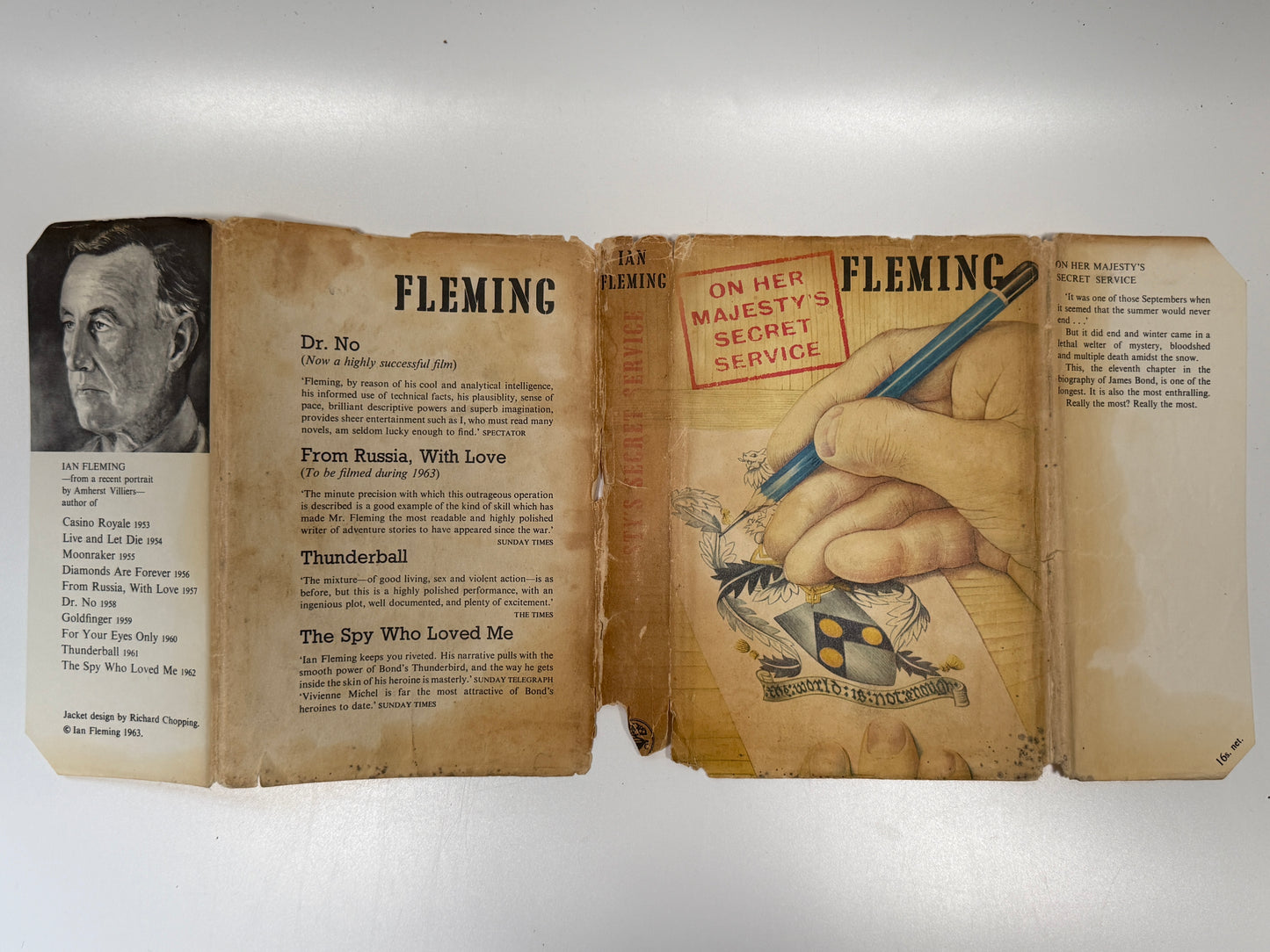 On Her Majesty's Secret Service by Ian Fleming 1963 First Edition with Dust Jacket