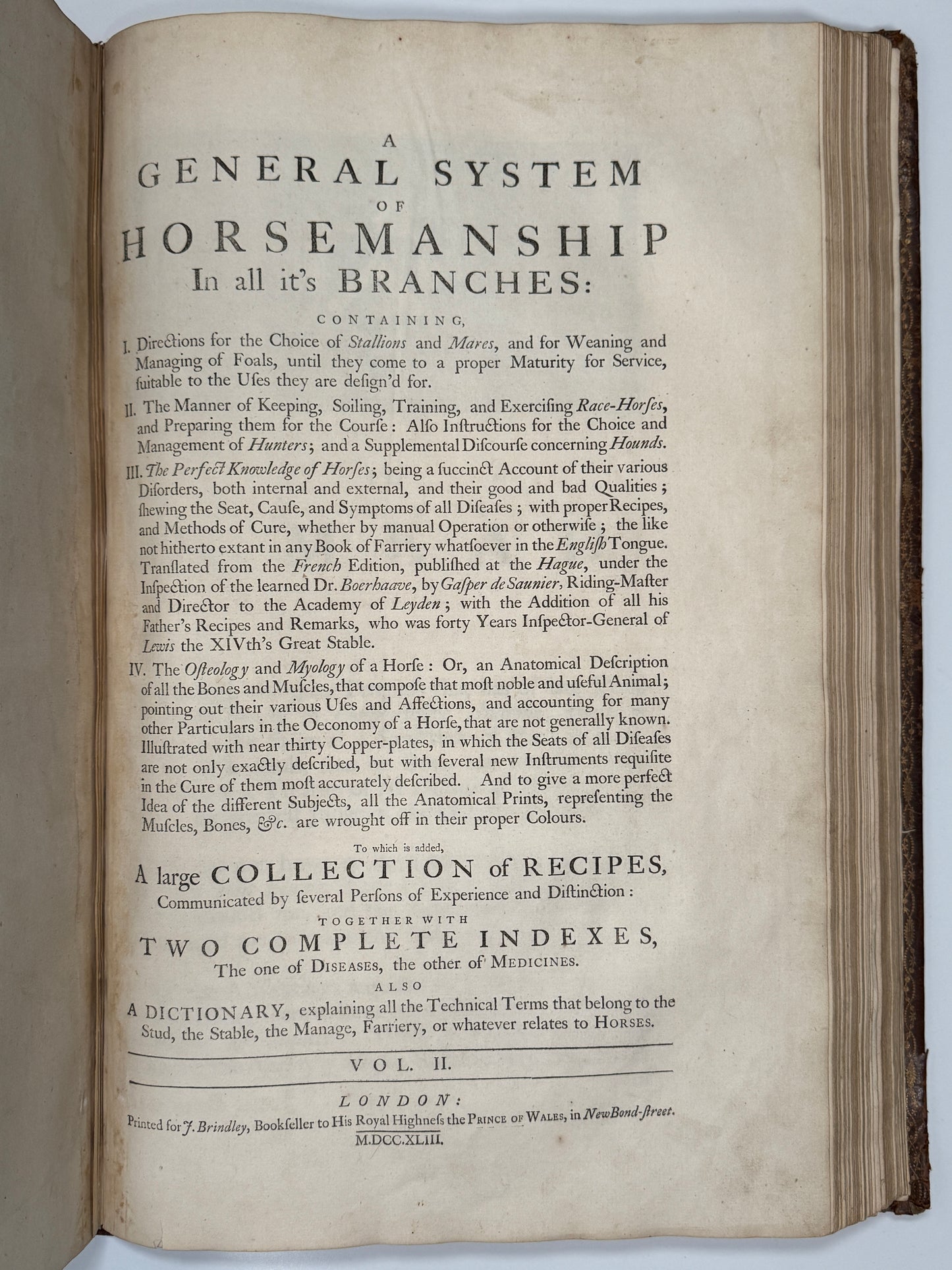 A General System of Horsemanship by William Cavendish 1743 First English Edition