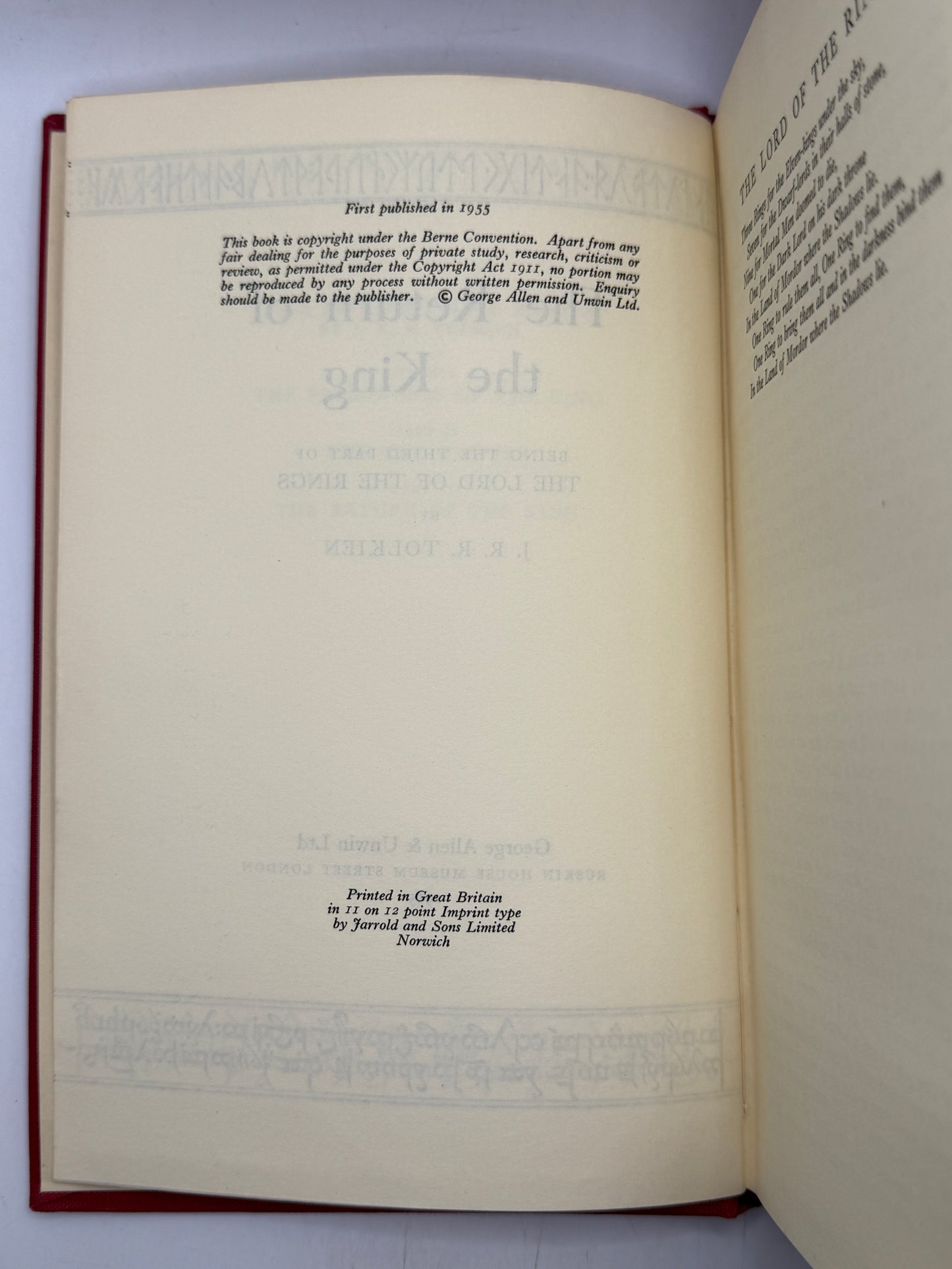The Return of the King by J.R.R Tolkien 1955 First Edition First Impression with the Dust Jacket