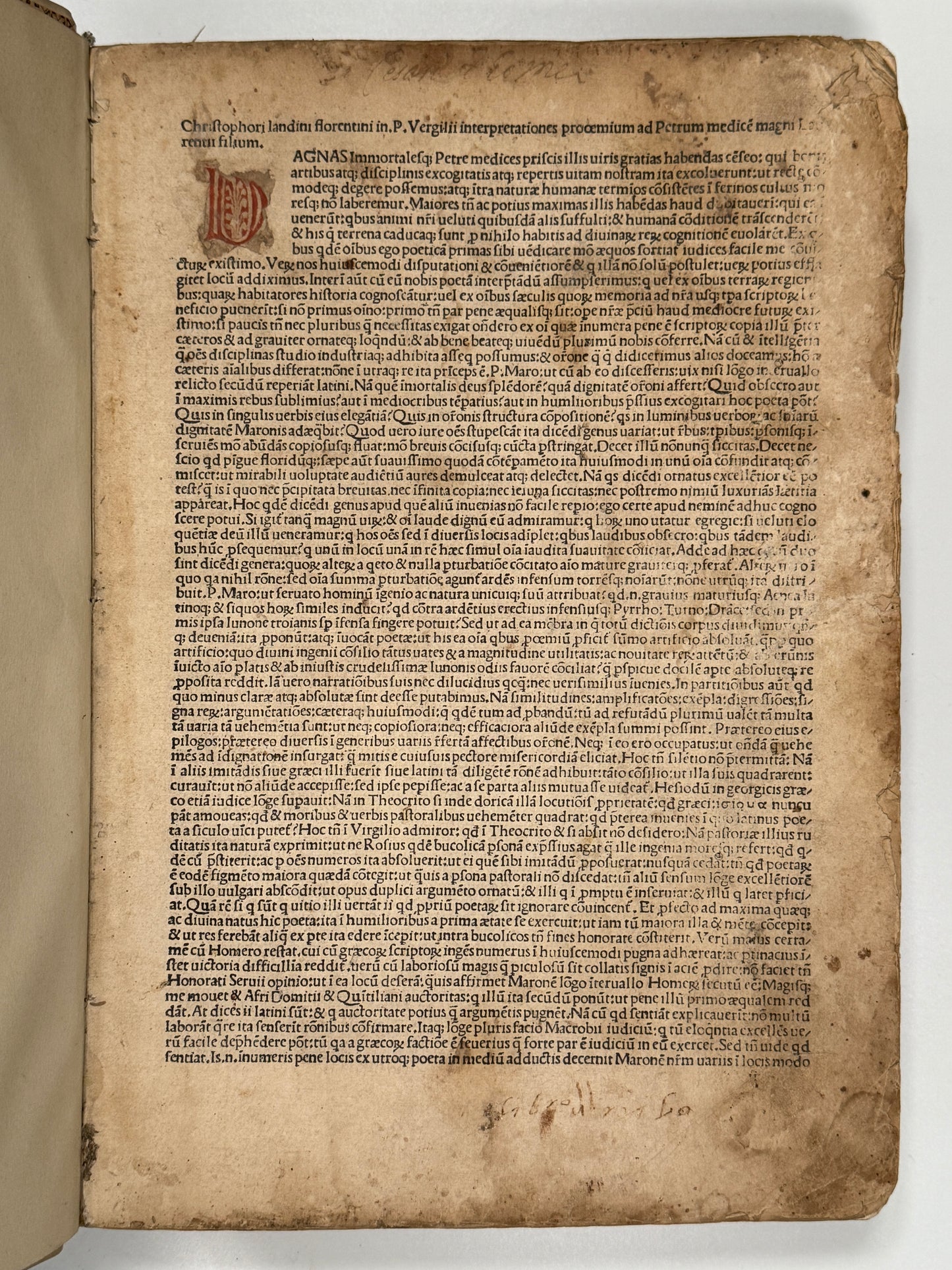 The Works of Virgil 1489 Incunable; Cristoforo Landino's Commentary; Aeneid