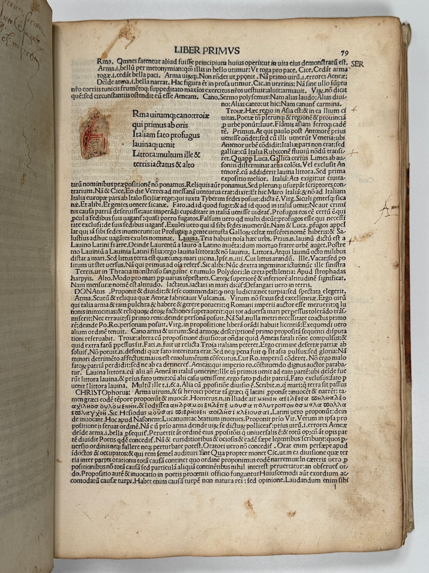 The Works of Virgil 1489 Incunable; Cristoforo Landino's Commentary; Aeneid