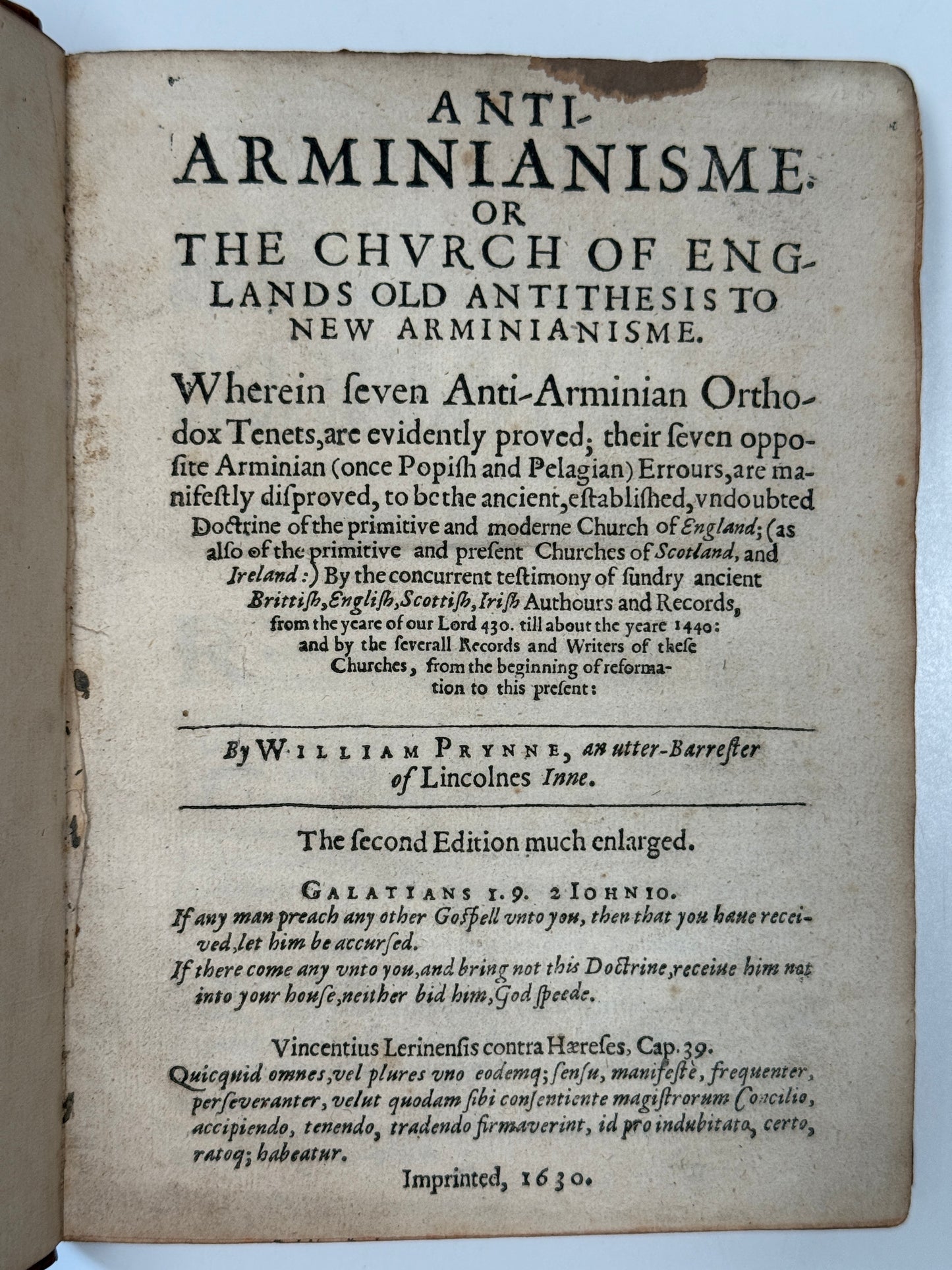 Anti-Arminianism by William Prynne 1630