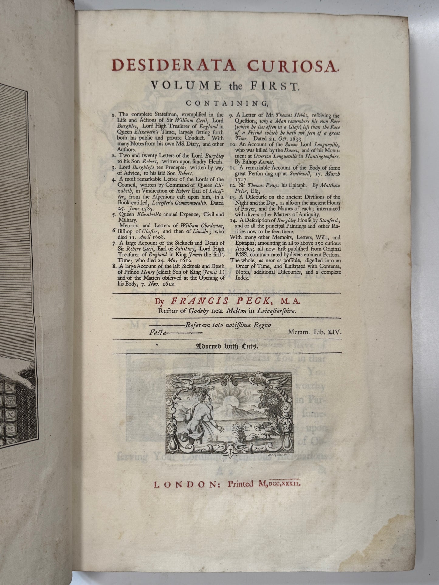 Desiderata Curiosa by Francis Peck 1732-5 First Edition