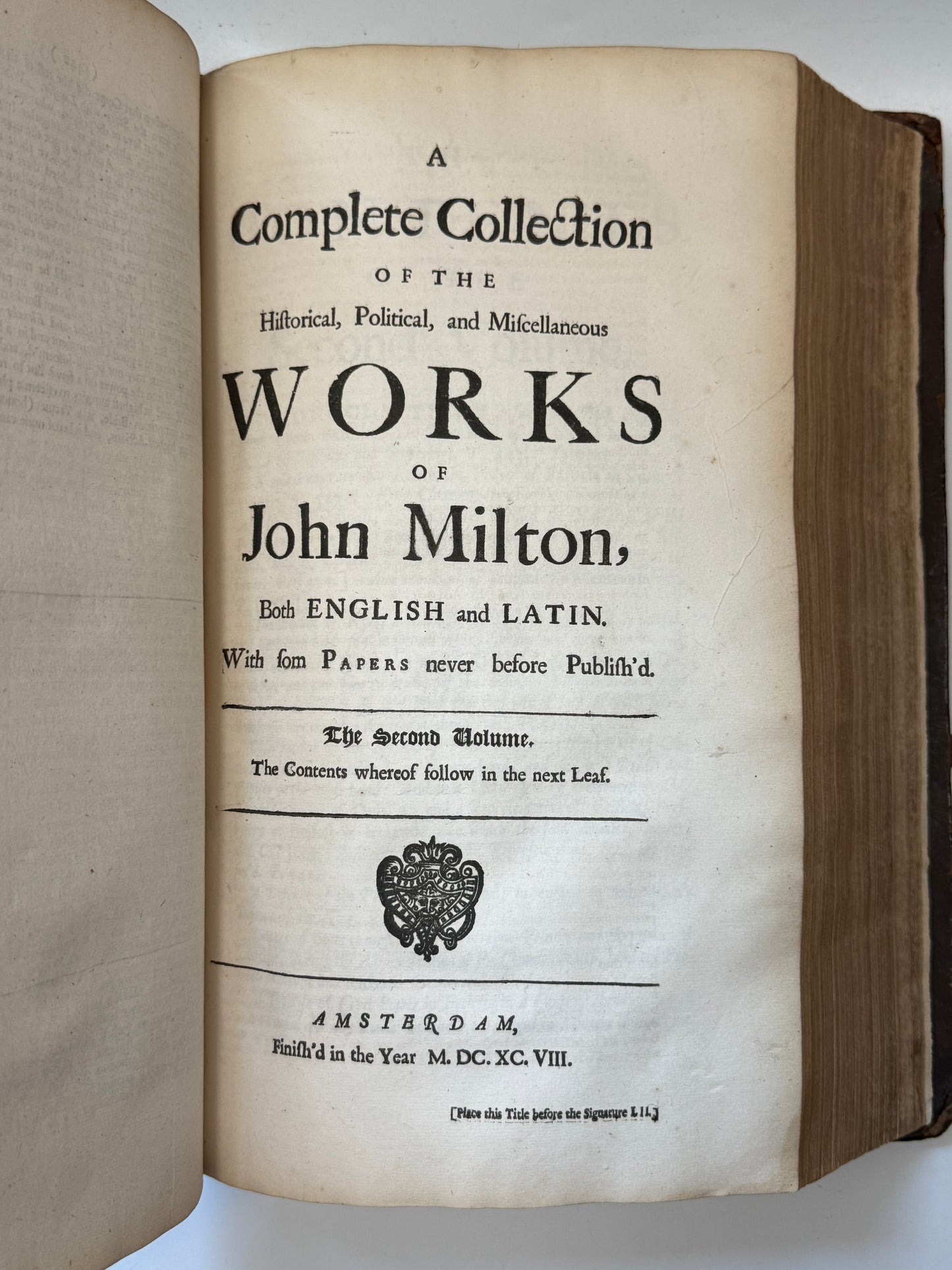 John Milton: Historical, Political, and Miscellaneous Works 1698
