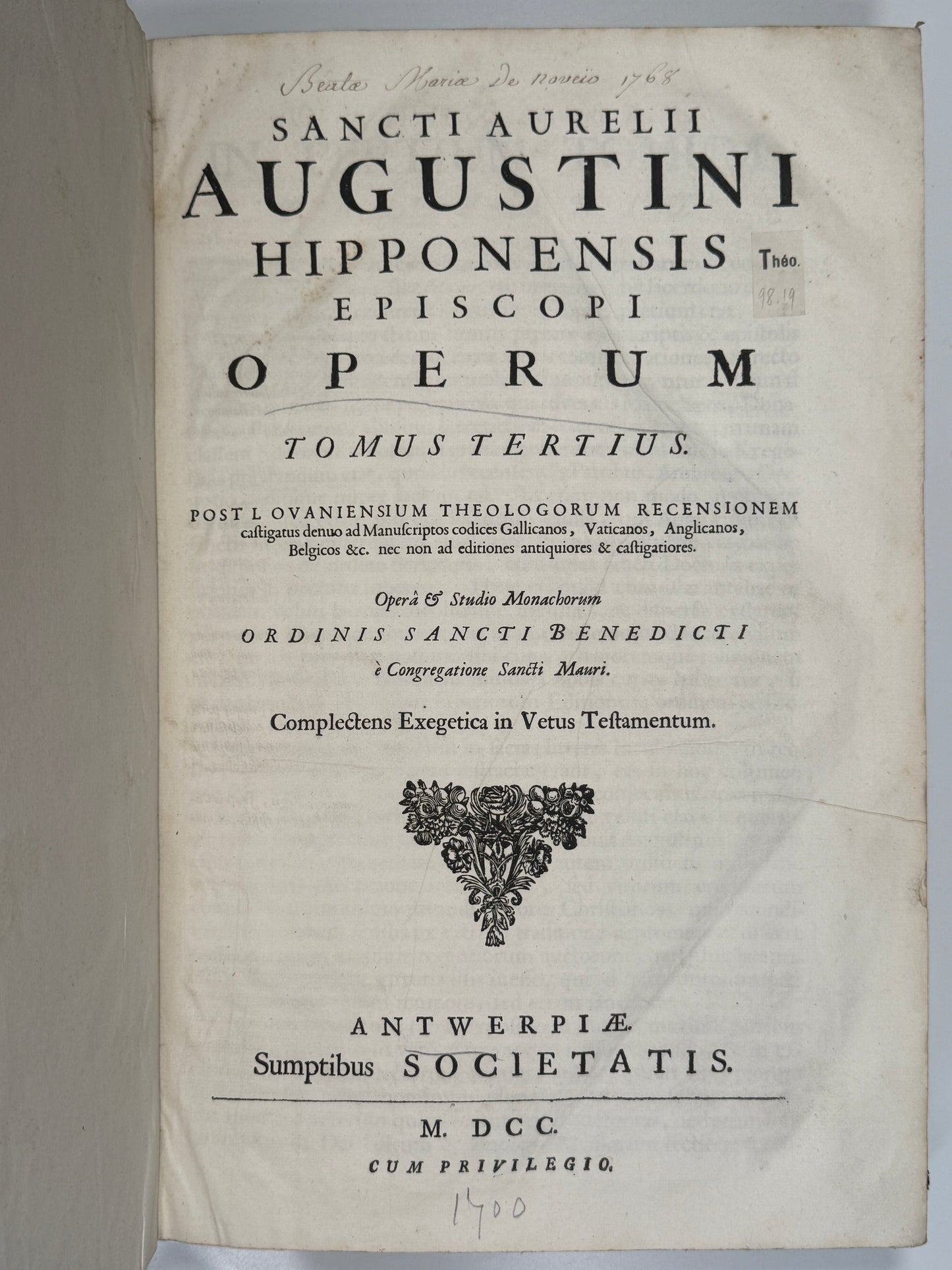 The Works of Saint Augustine 1700
