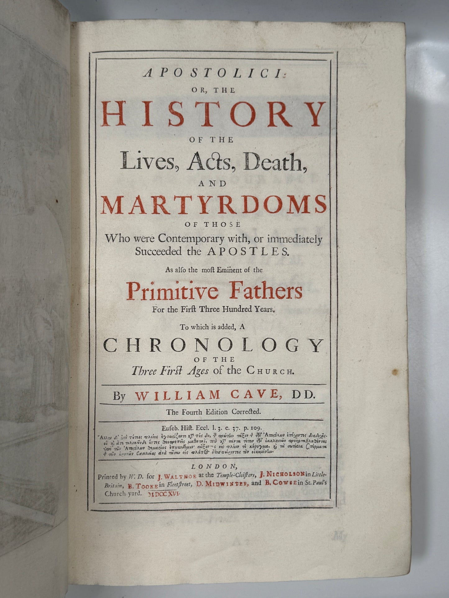Apostolic Christian Martyrs; William Cave 1716