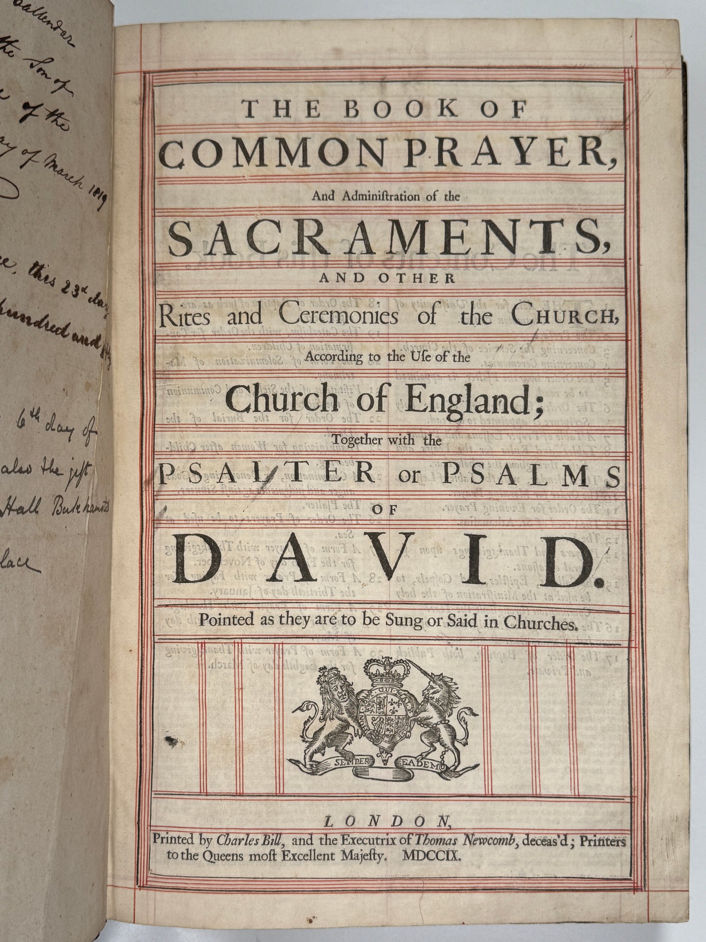 1709 Red-Ruled King James Bible in a Magnificent Contemporary Fine Binding