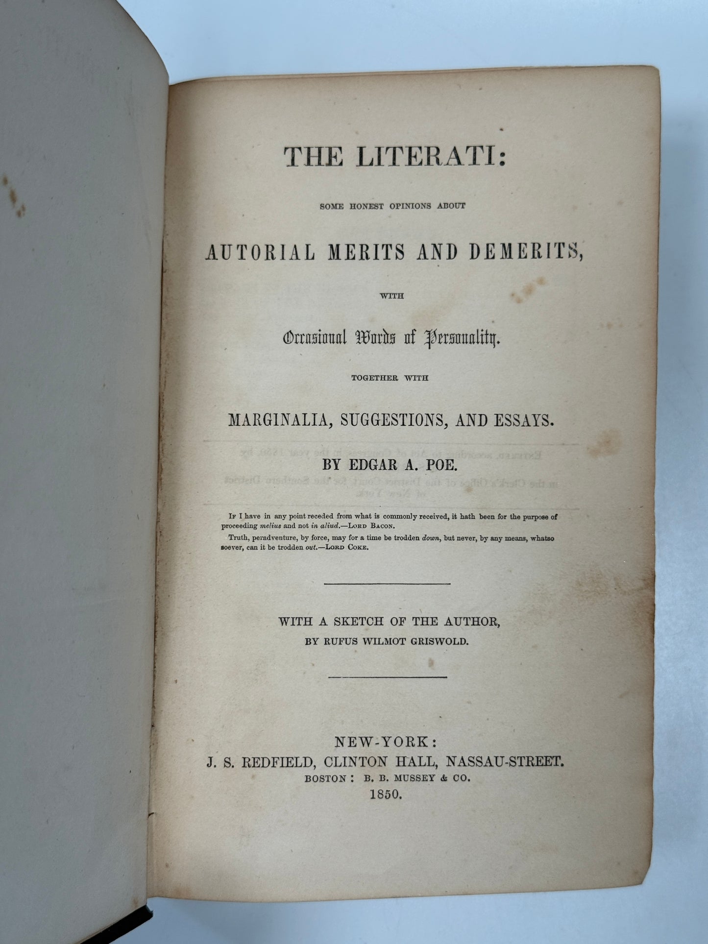 The Works of Edgar Allan Poe 1850-1856 First Editions in Original Cloth