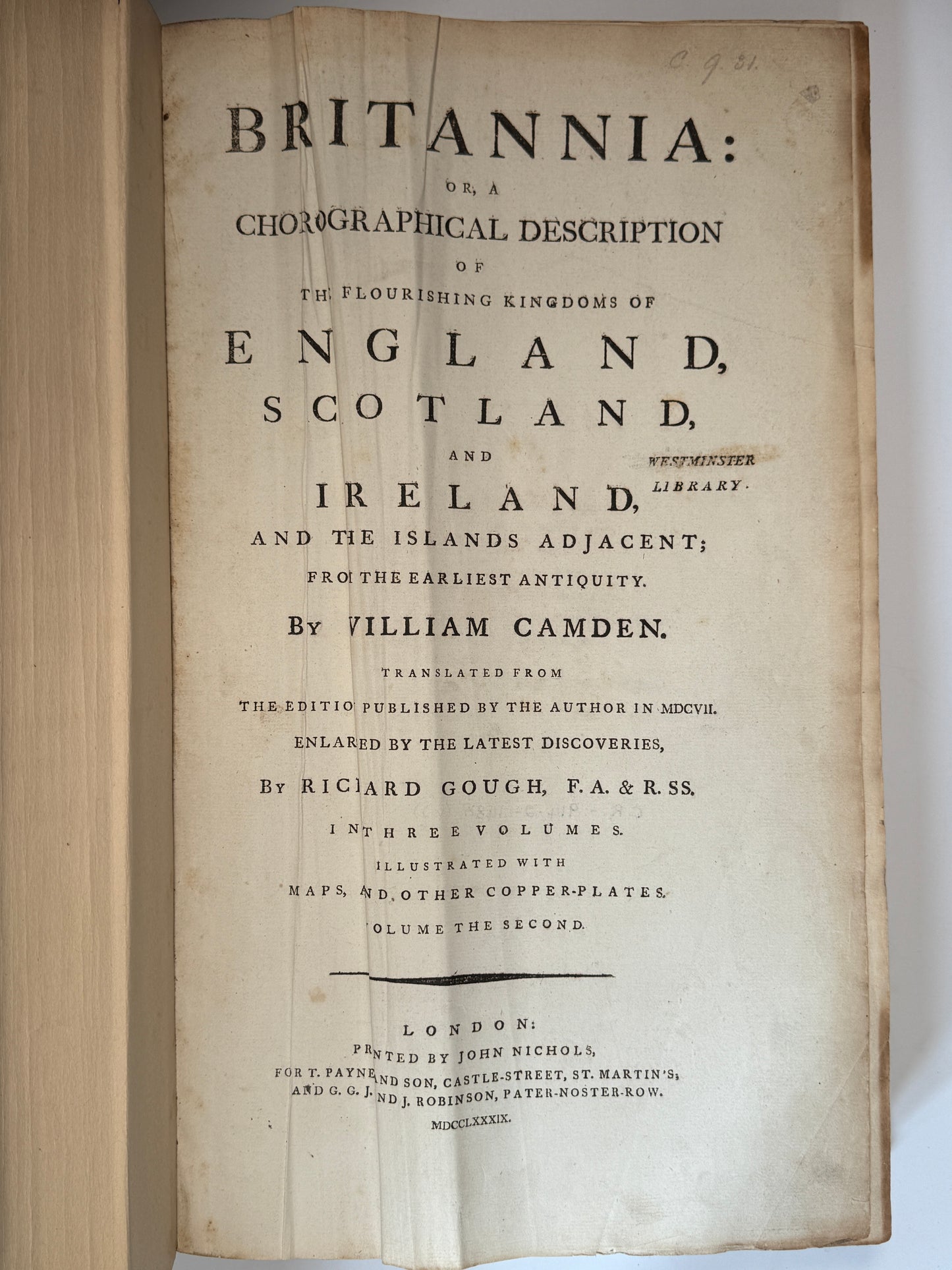 Camden's Britannia 1789 First Gough Edition