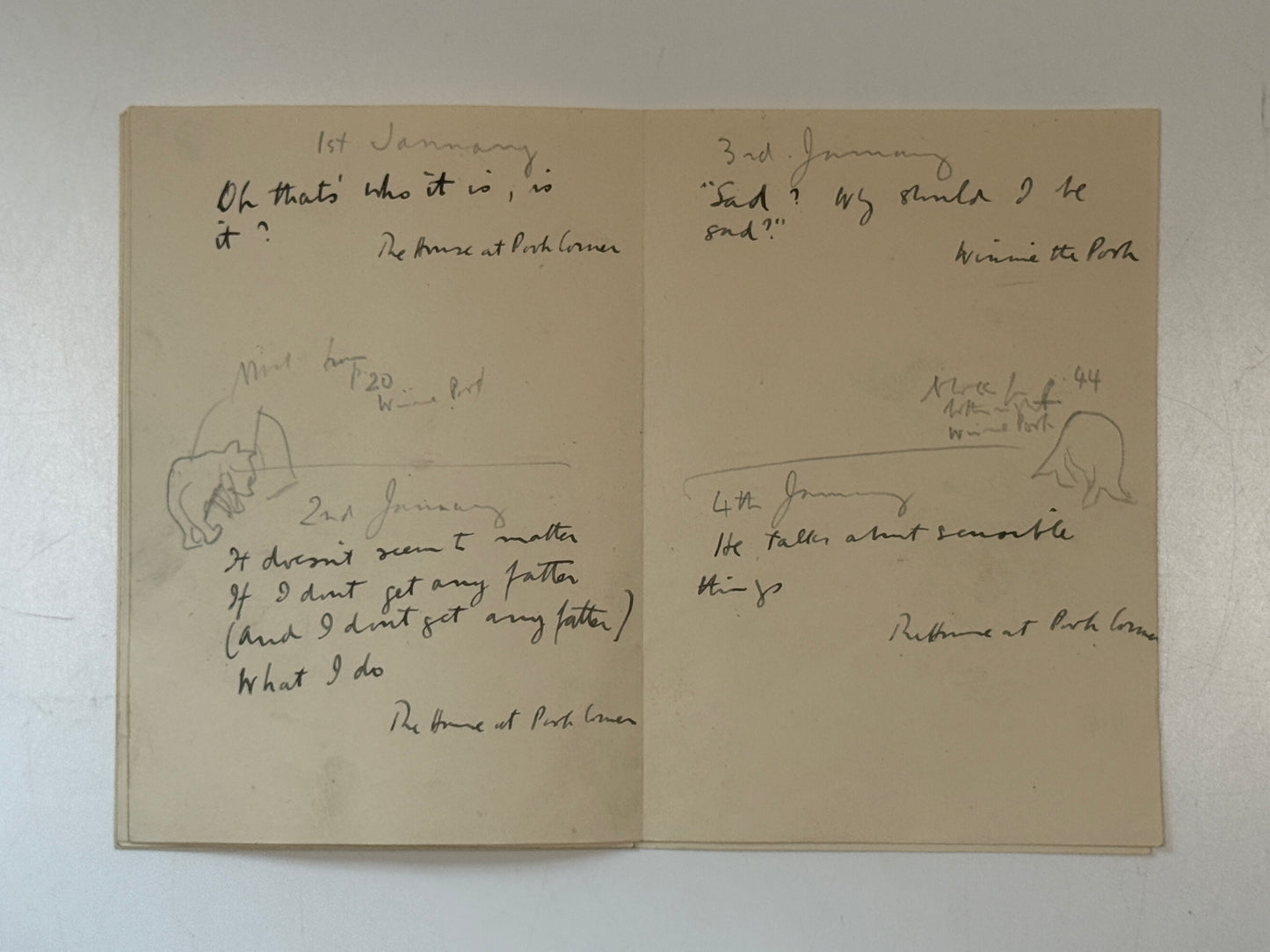 A.A. Milne Winnie the Pooh Manuscript Archive - E.H Shepard, Now We Are Six