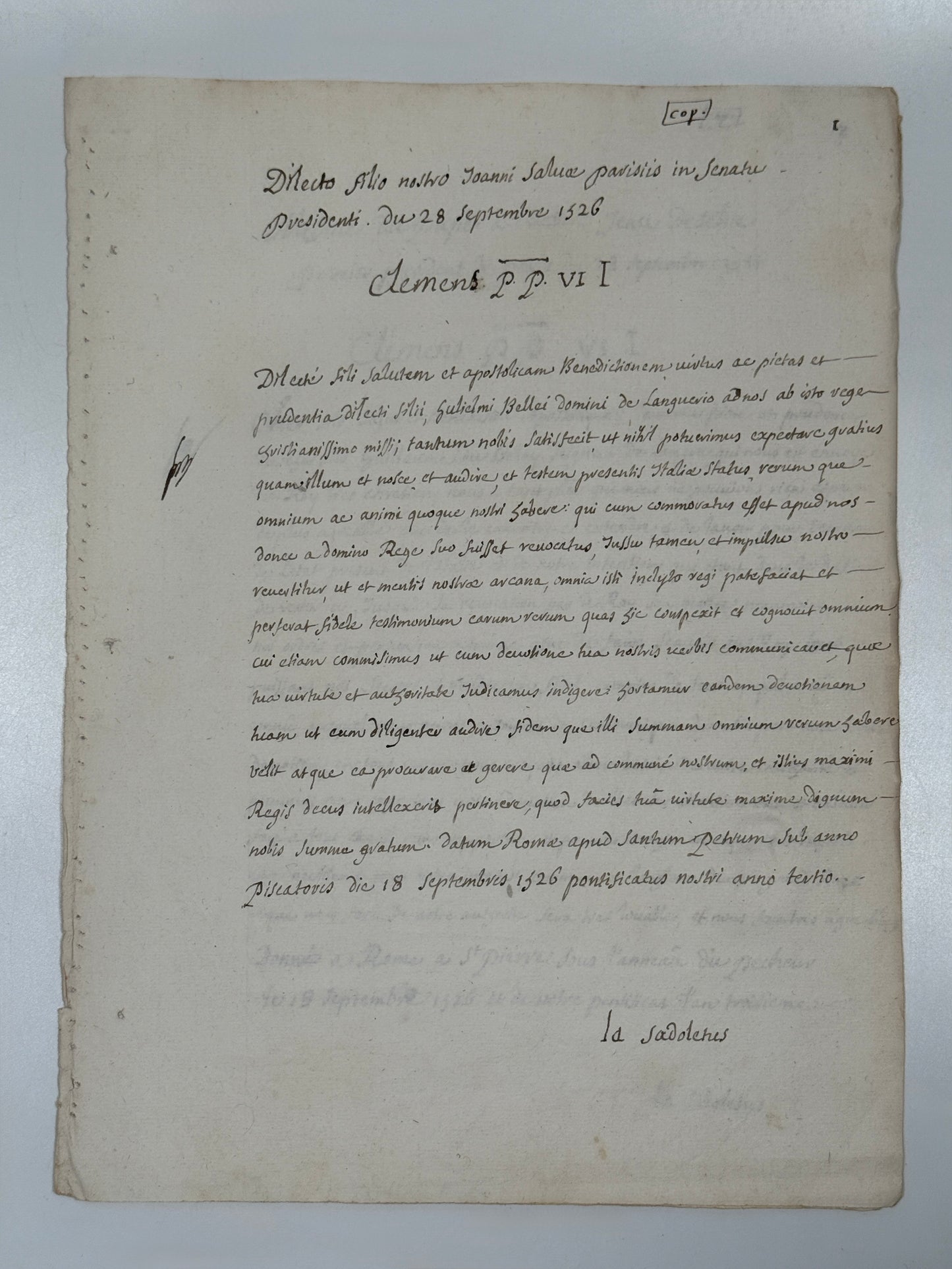 A Primary Witness To The Negotiations Which Led To The Sack Of Rome In 1527