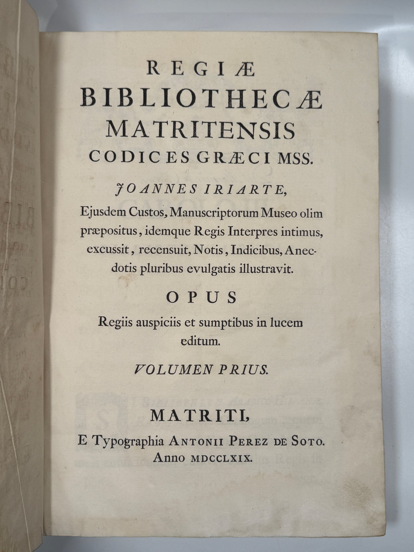 Regiae Bibliothecae Matritensis Codices 1769 Important Bibliography First Edition