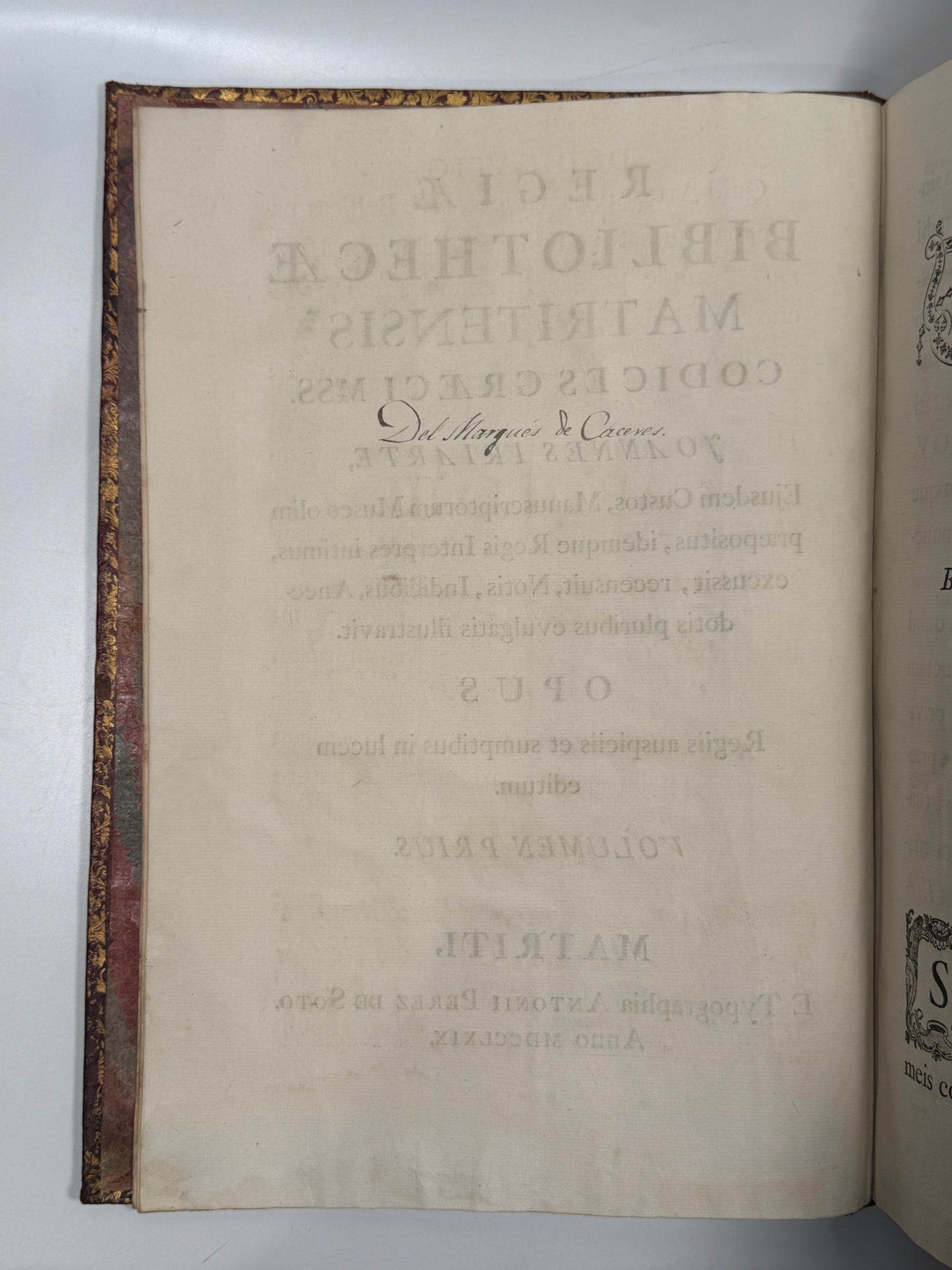 Regiae Bibliothecae Matritensis Codices 1769 Important Bibliography First Edition