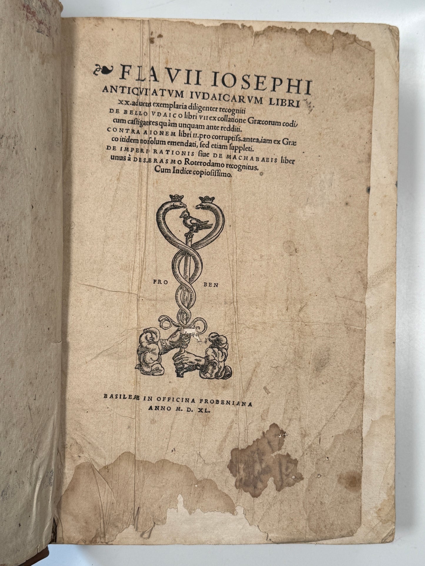 Josephus Antiquiatum Judaicarum 1540 Froben Press
