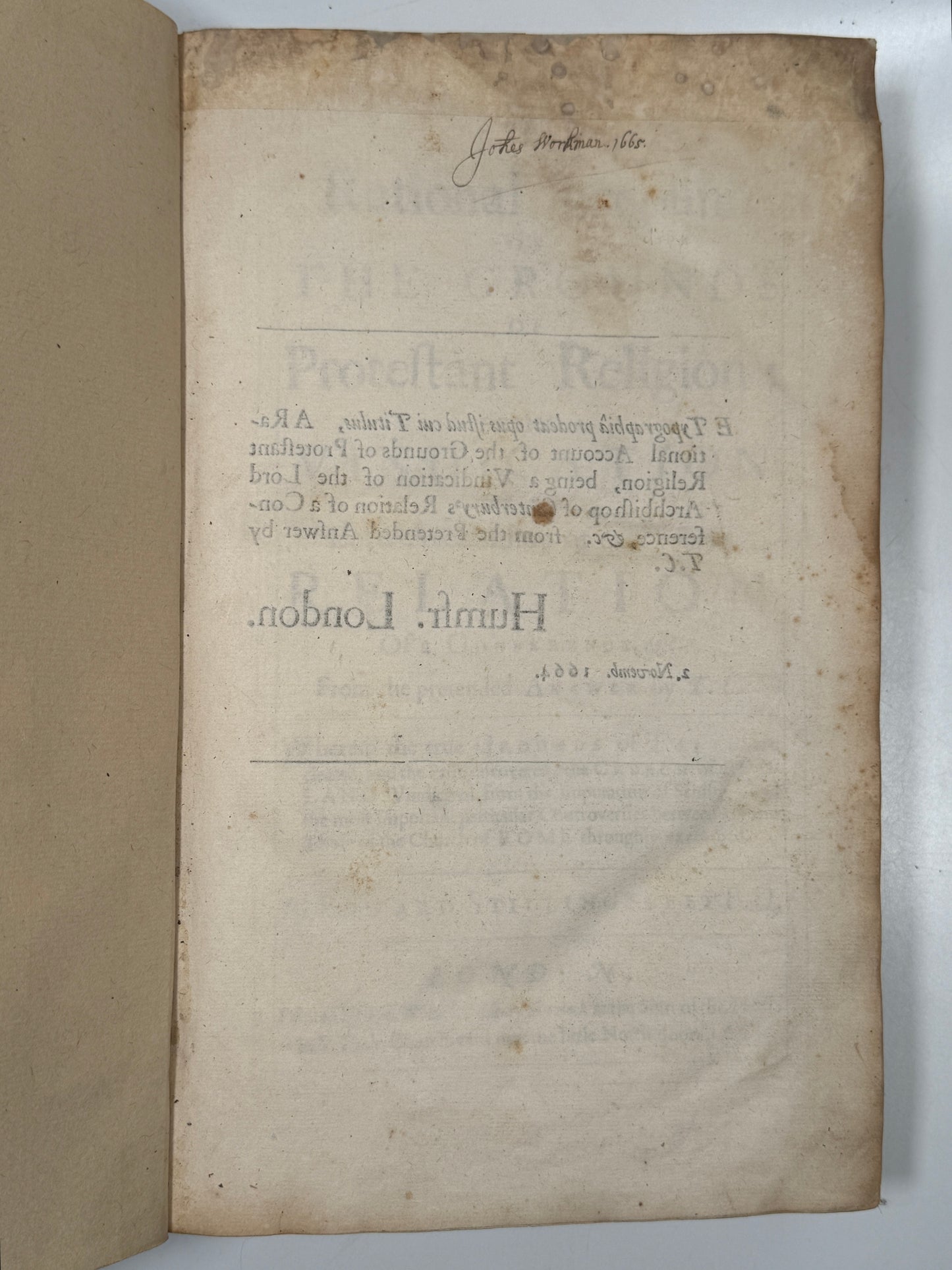 Edward Stillingfleet on Protestantism 1665 First Edition