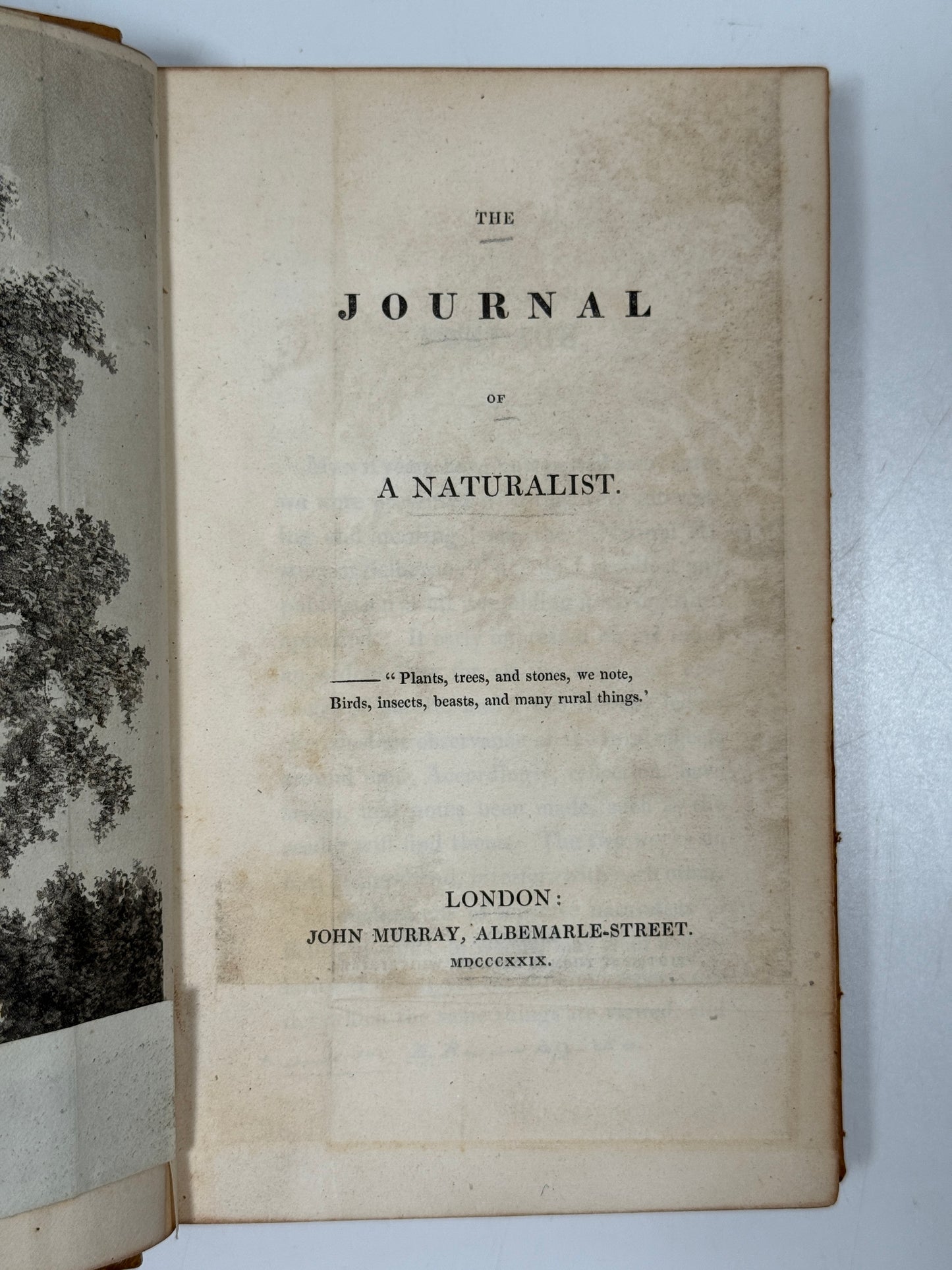 The Journal of a Naturalist by John Knapp 1829 First Edition