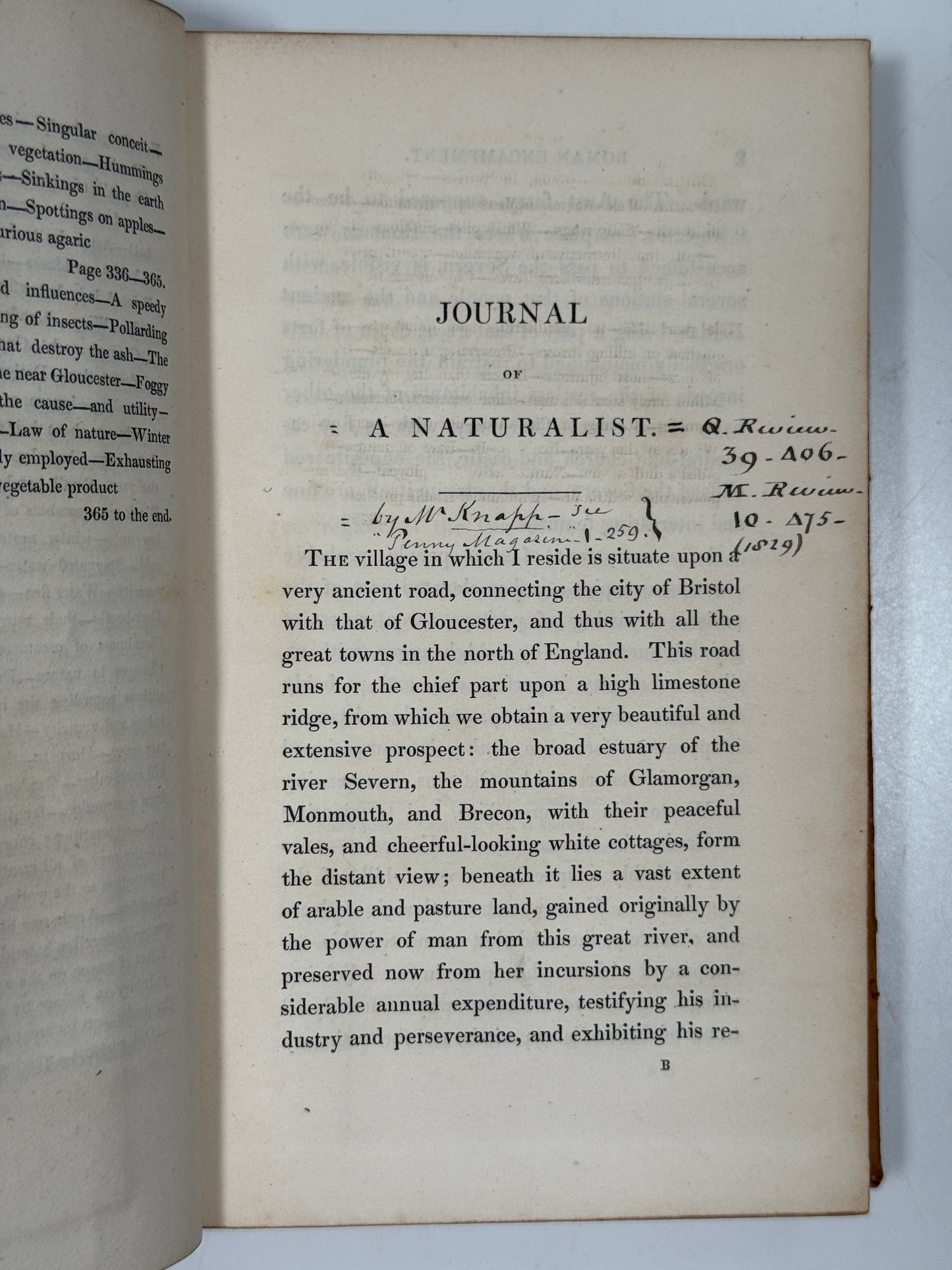 The Journal of a Naturalist by John Knapp 1829 First Edition