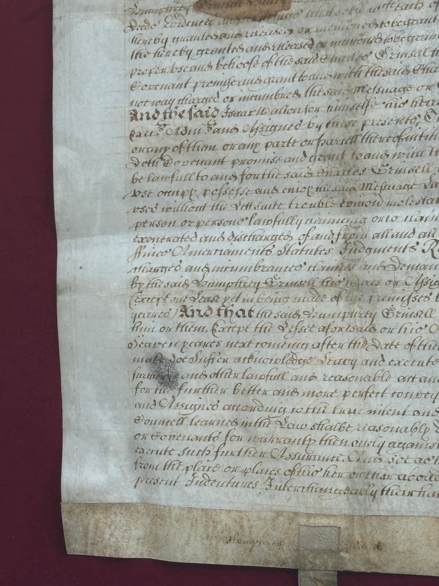 Izaak Walton 1670 Autograph Vellum Document Framed