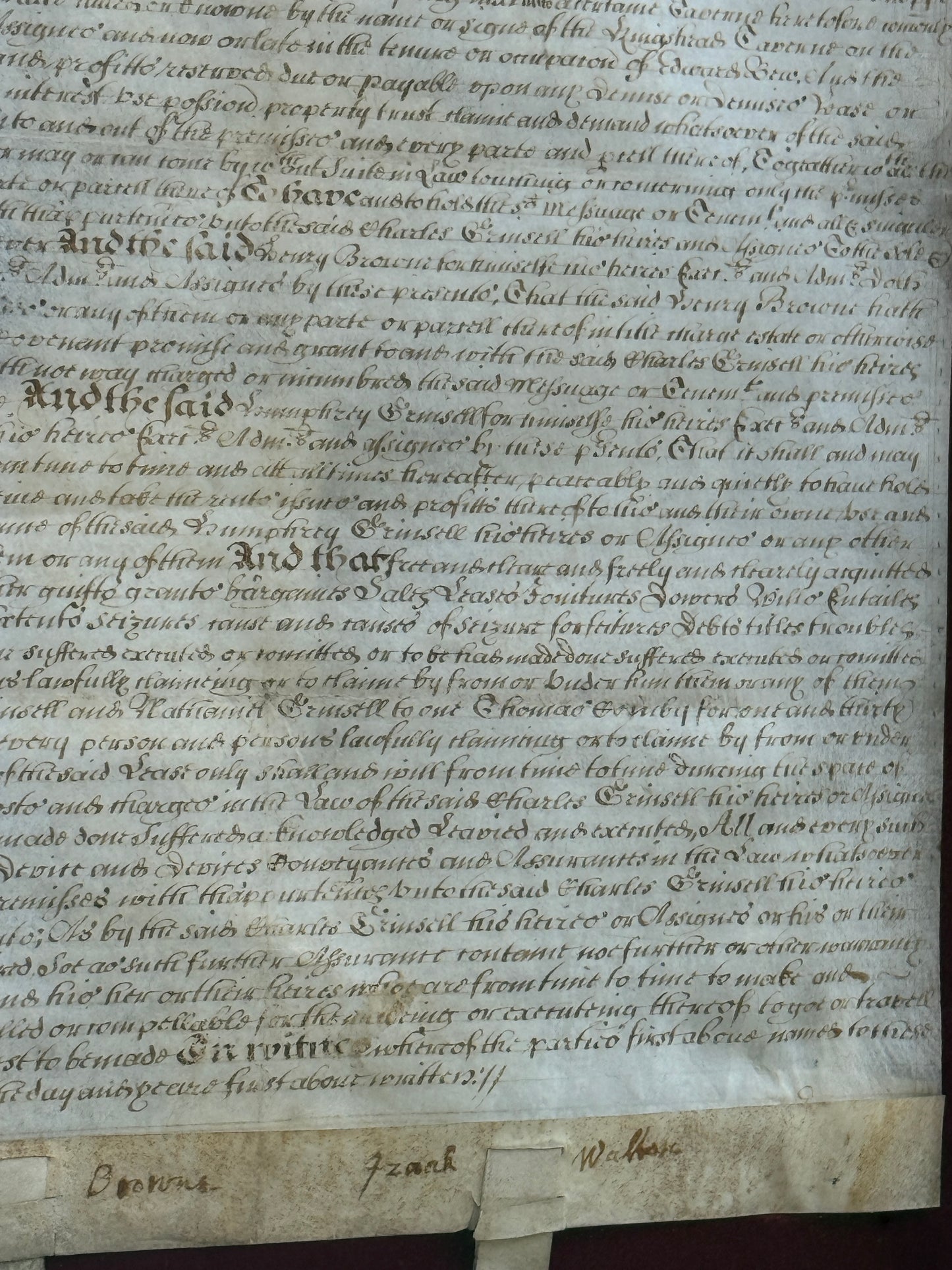 Izaak Walton 1670 Autograph Vellum Document Framed