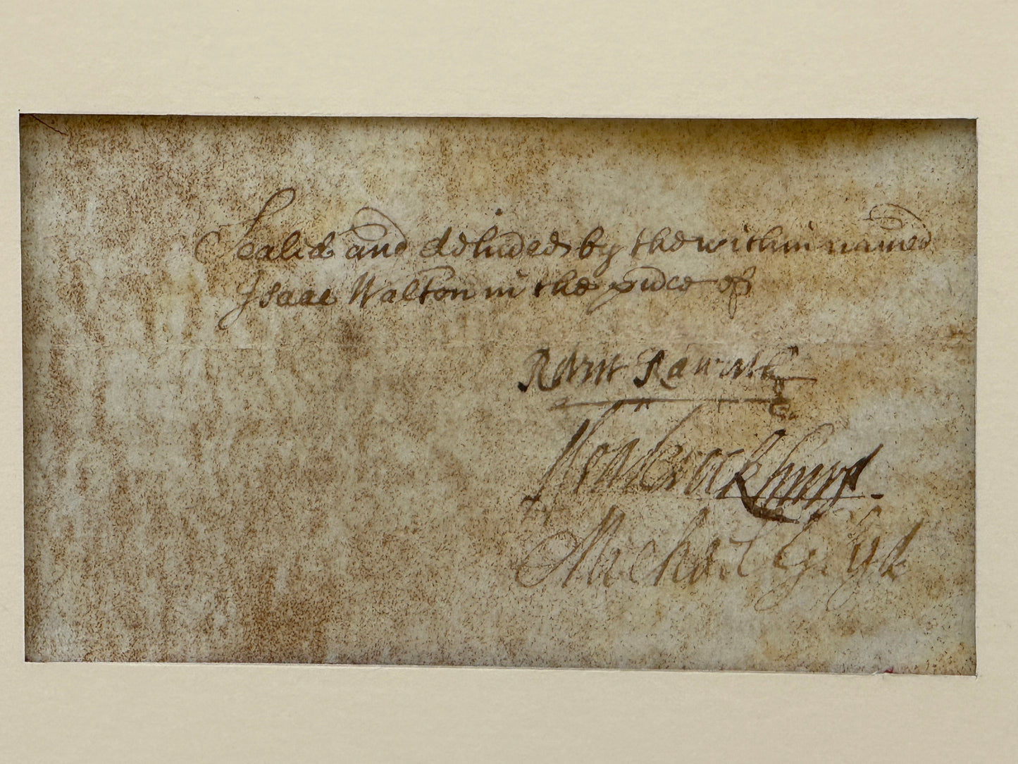 Izaak Walton 1670 Autograph Vellum Document Framed