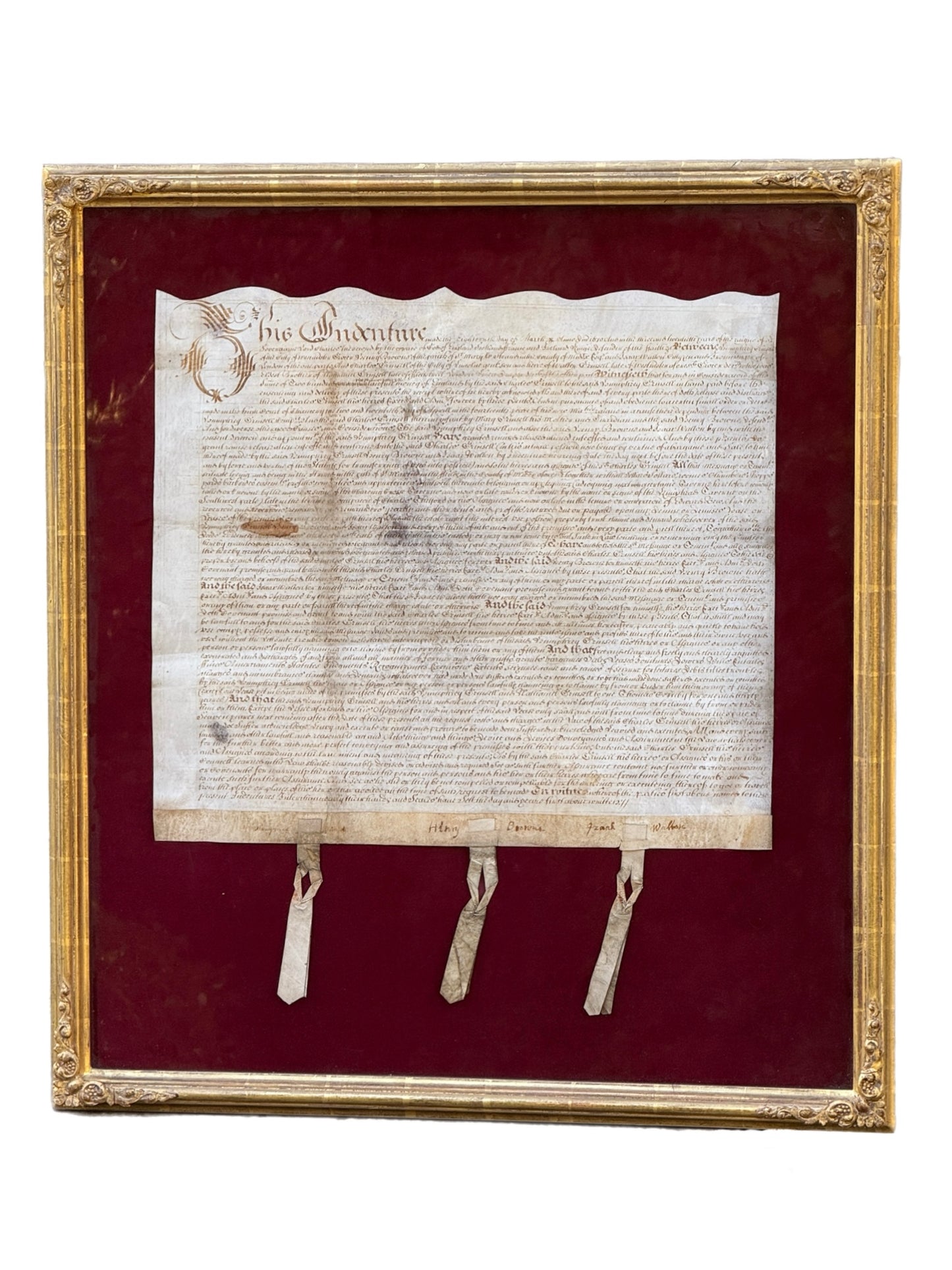 Izaak Walton 1670 Autograph Vellum Document Framed