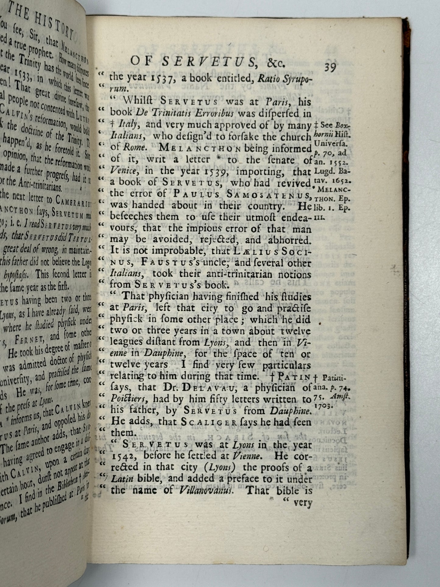 An Impartial History of Michael Servetus 1724 First Edition