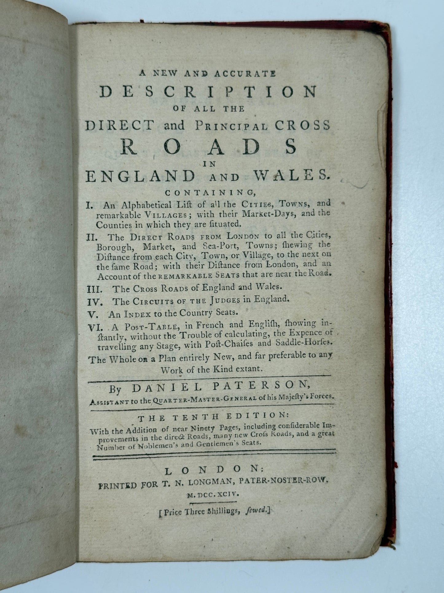 Accurate Description of All the Direct and Principal Cross Roads in England 1794
