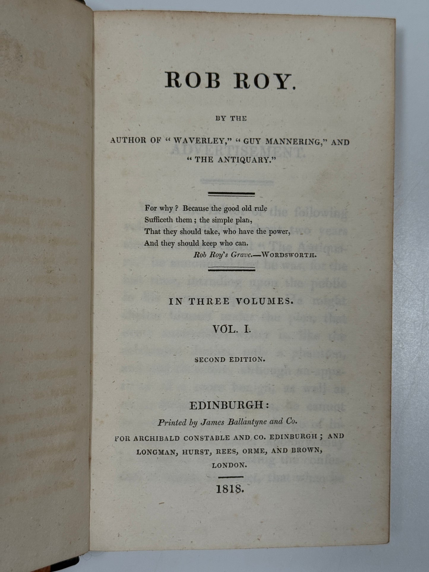 Rob Roy by Sir Walter Scott 1818 Second Edition