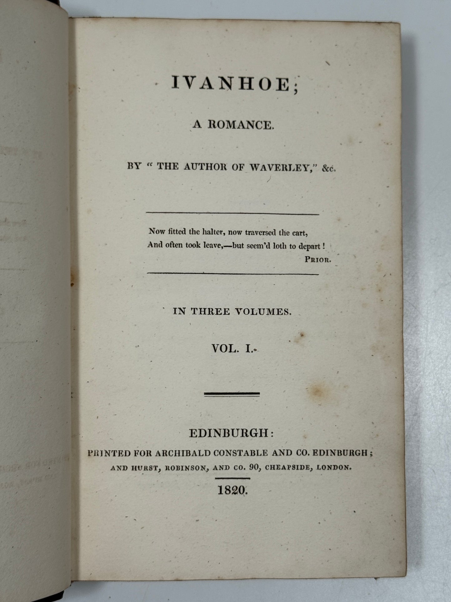 Ivanhoe by Walter Scott 1820 First Edition in Contemporary Bindings