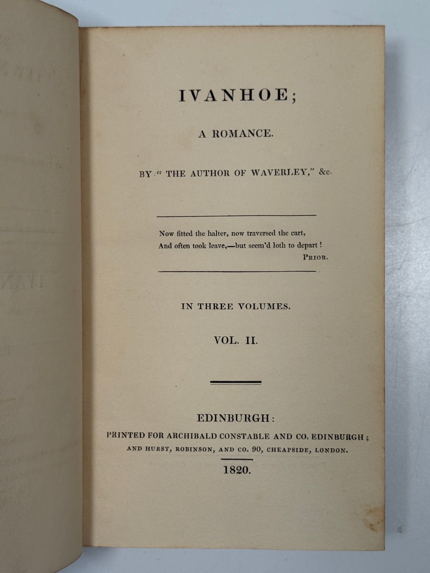 Ivanhoe by Walter Scott 1820 First Edition in Contemporary Bindings
