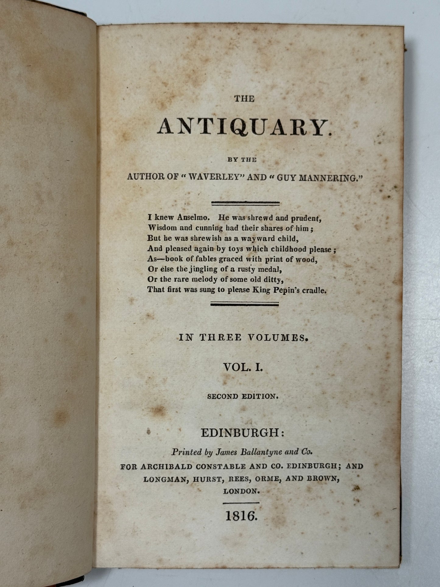 The Antiquary by Sir Walter Scott 1816 Second Edition