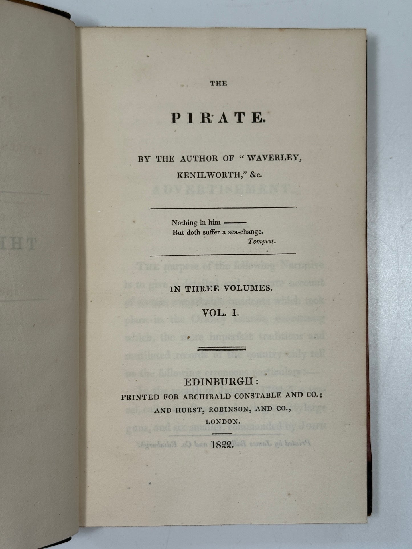 The Pirate by Sir Walter Scott 1822 First Edition
