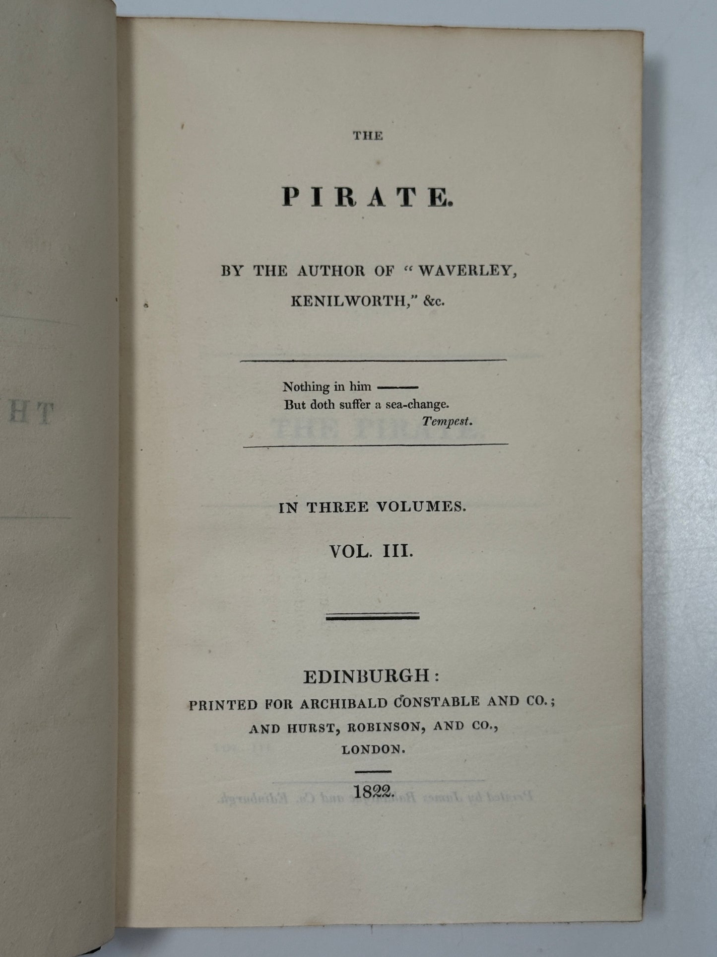 The Pirate by Sir Walter Scott 1822 First Edition