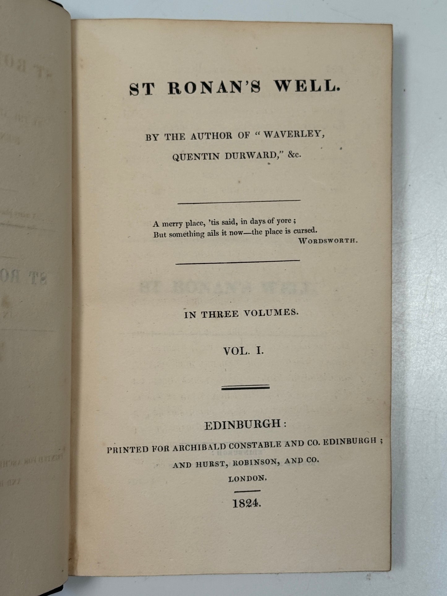 St Ronan's Well by Sir Walter Scott 1824 First Edition