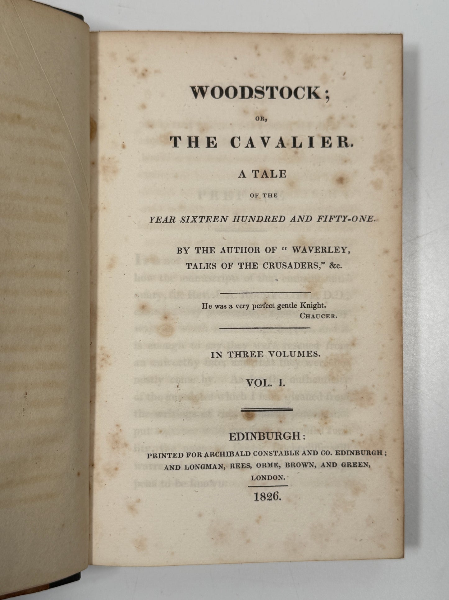 Woodstock by Sir Walter Scott 1826 First Edition