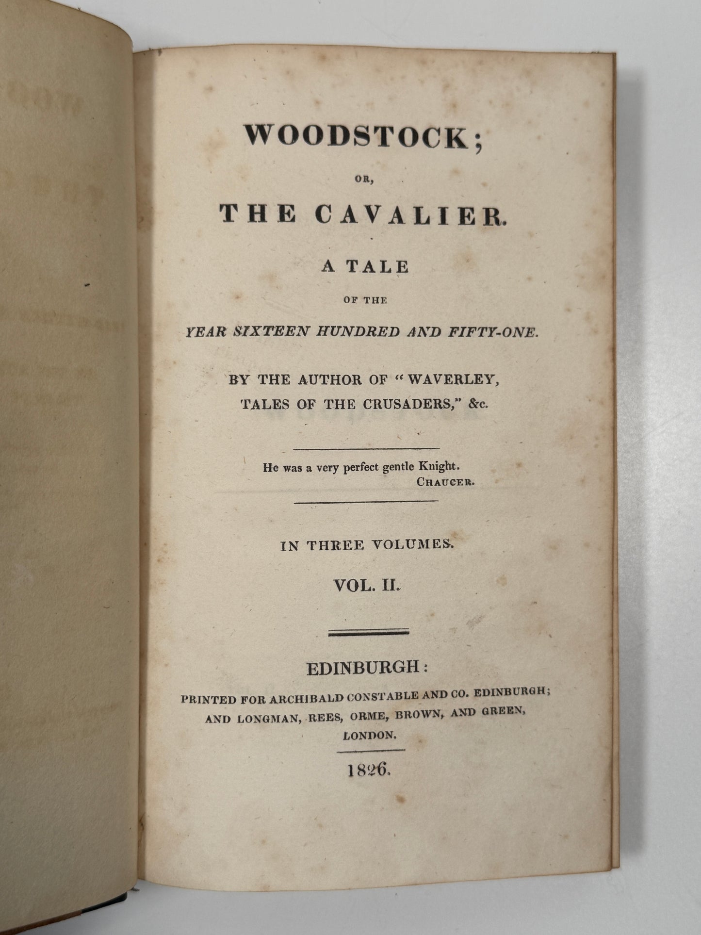 Woodstock by Sir Walter Scott 1826 First Edition
